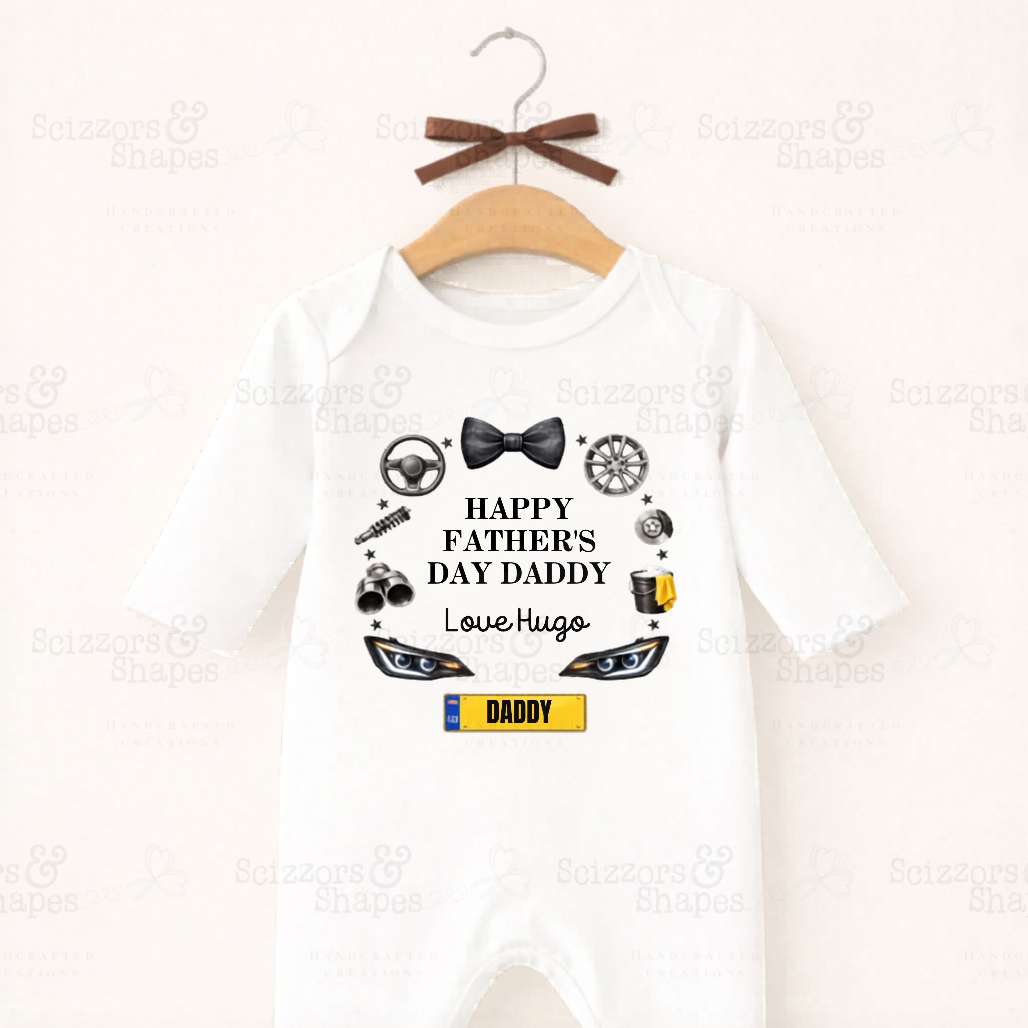 Car Theme Fathers Day Sleepsuit, Fathers Day Gift, Baby Fathers Day Outfit