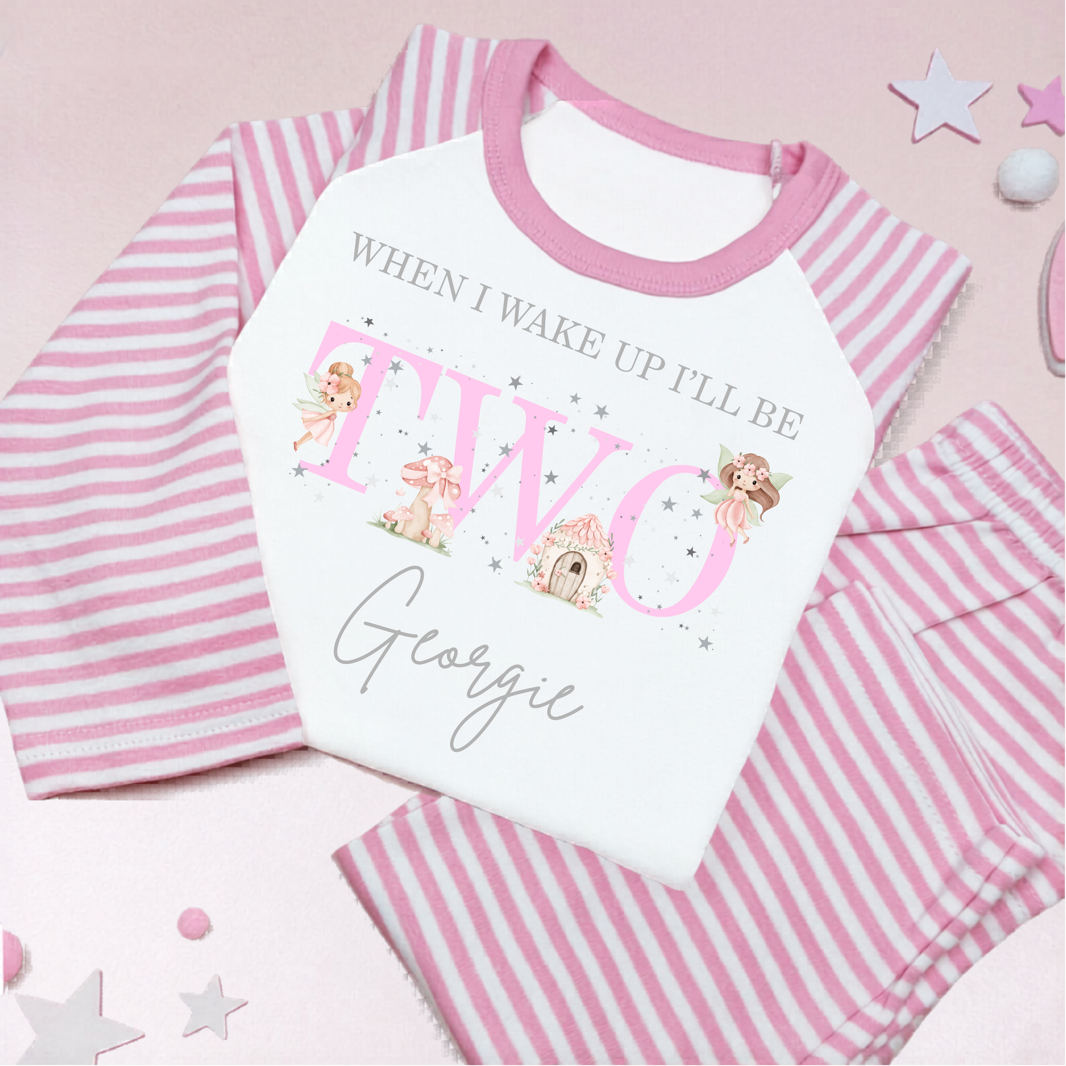 Fairy Birthday PJ's, When I Wake Up Birthday PJ's, Personalised Birthday Pyjamas