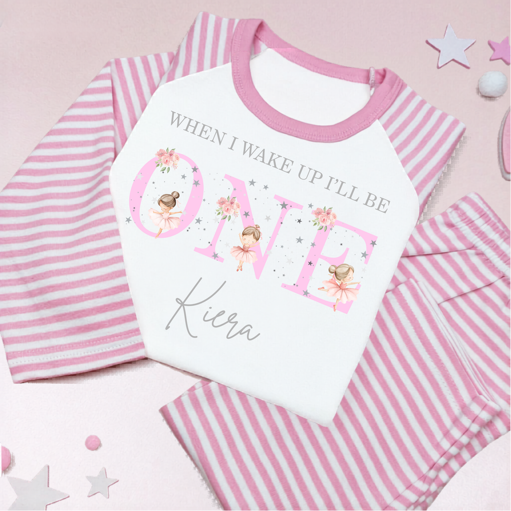 Ballerina Birthday PJ's, When I Wake Up Birthday PJ's, Personalised Birthday Pyjamas