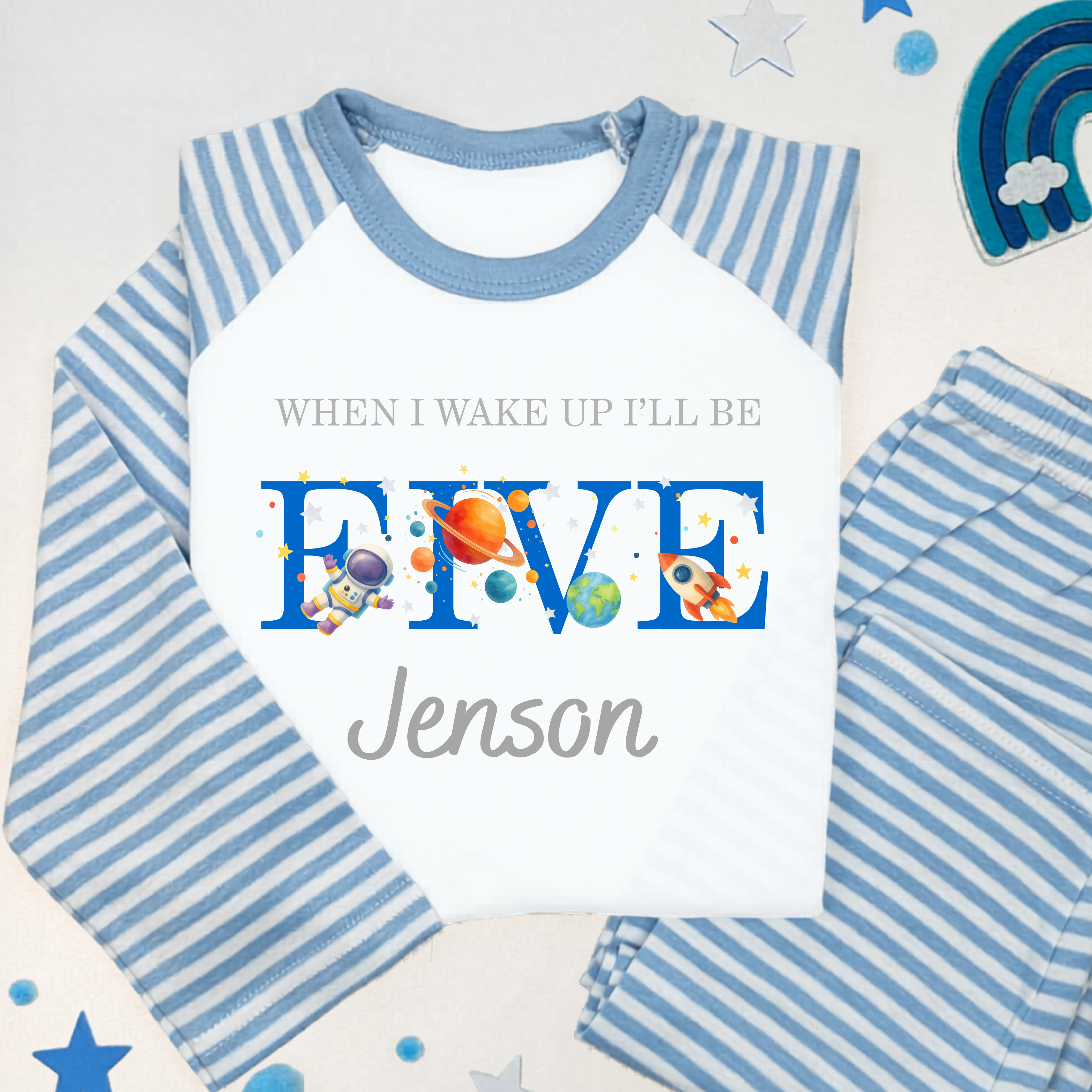 Space Birthday PJ's, When I Wake Up Birthday PJ's, Personalised Birthday Pyjamas