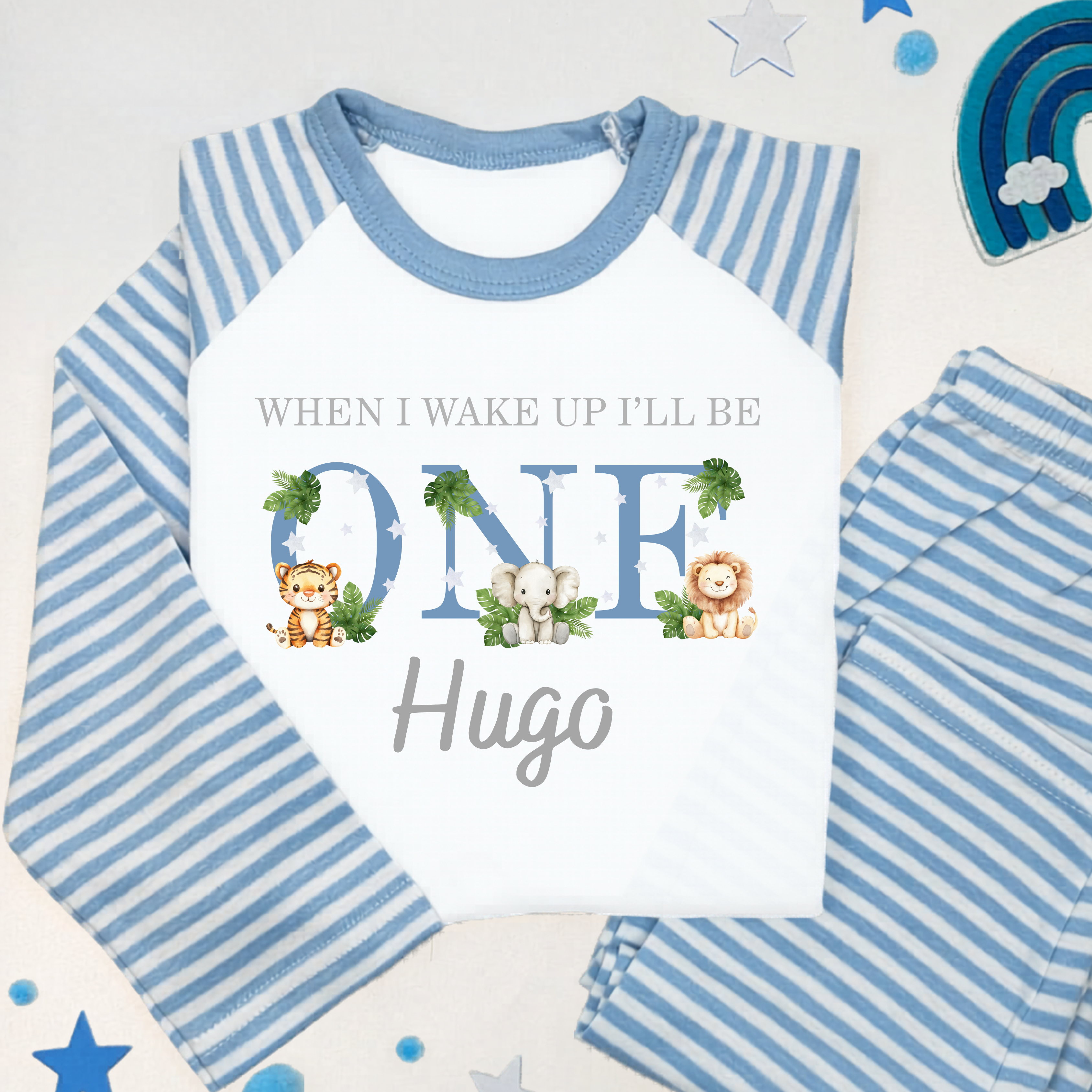 Wild Animal Birthday PJ's, When I Wake Up Birthday PJ's, Personalised Birthday Pyjamas