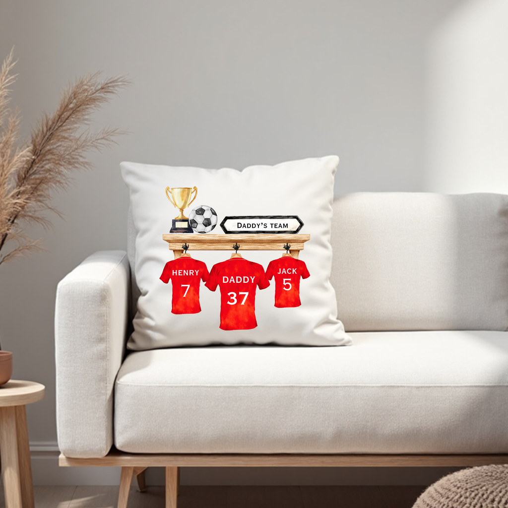 Personalised Daddy's Team Cushion, Personalised Football Cushion, Fathers Day Gift, Football Lover Gift, Grandad's Team Cushion