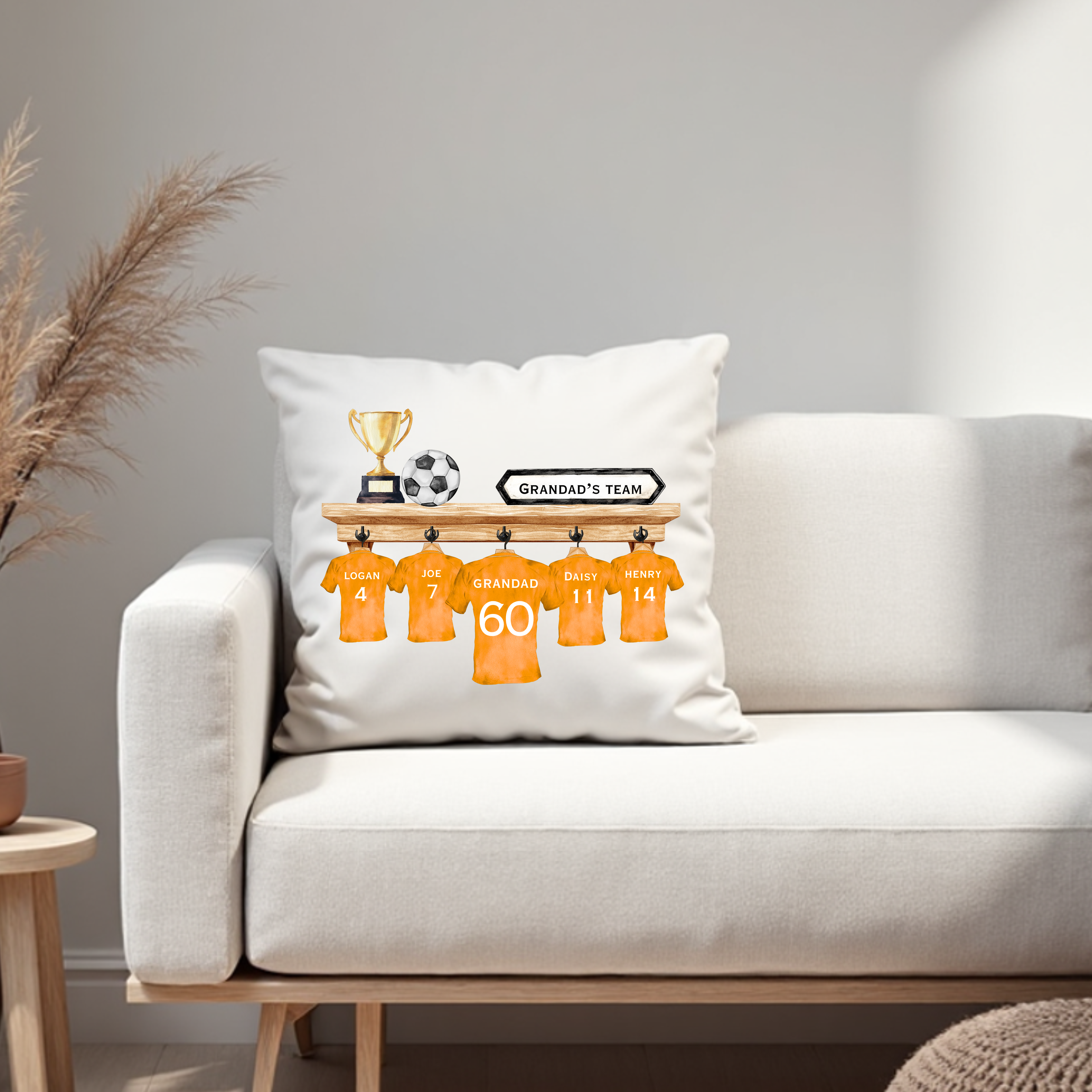 Personalised Daddy's Team Cushion, Personalised Football Cushion, Fathers Day Gift, Football Lover Gift, Grandad's Team Cushion