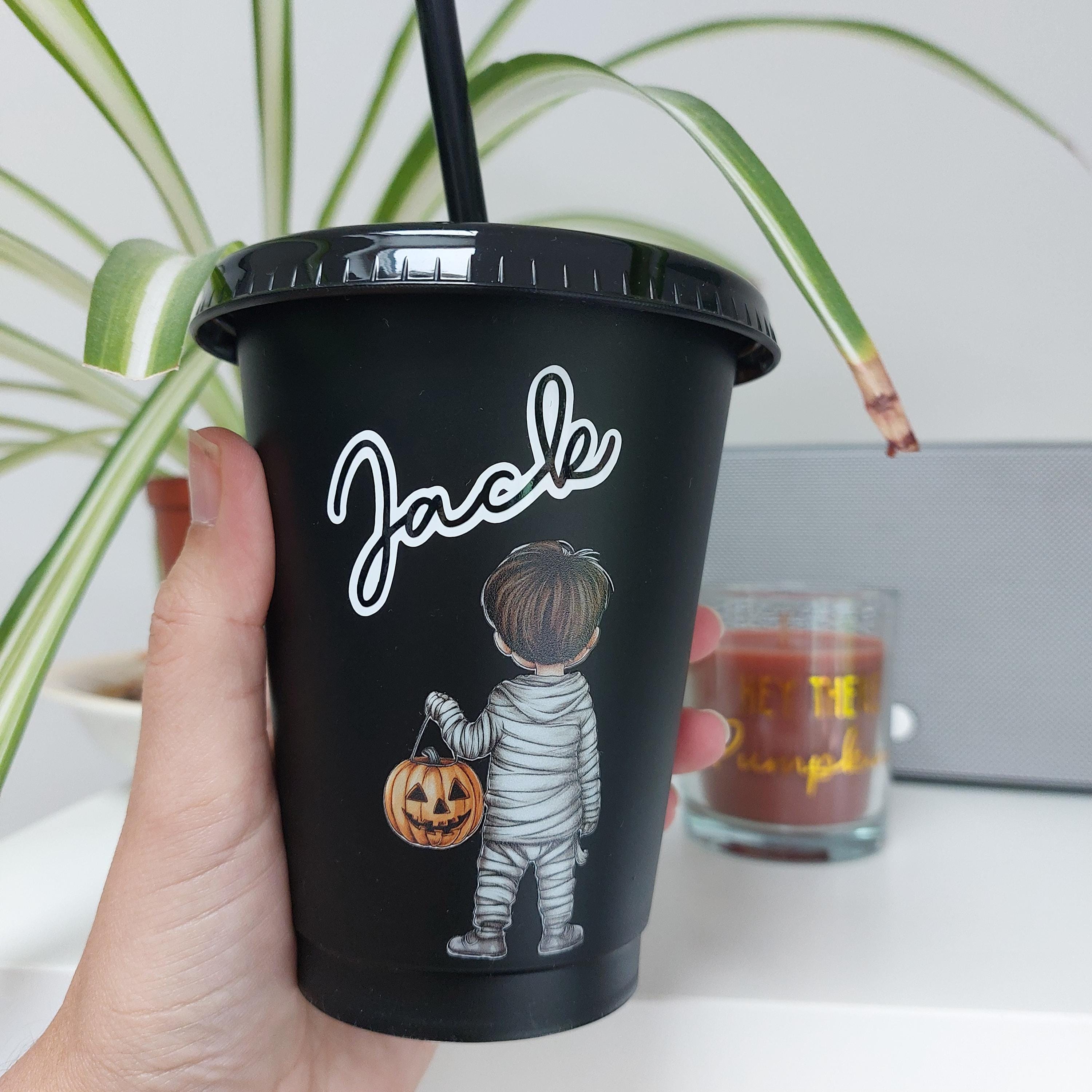 Personalised Halloween Cold Cup for Kids: Witch or Mummy Decal