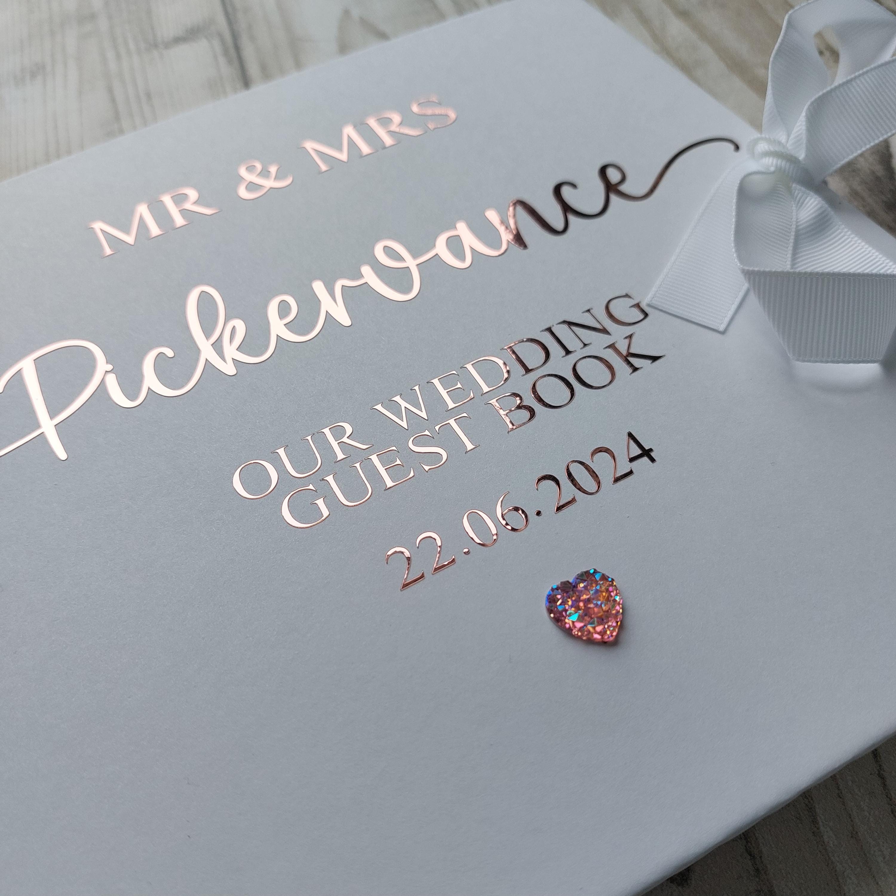Personalised Wedding Guest Book: Custom Names & Date