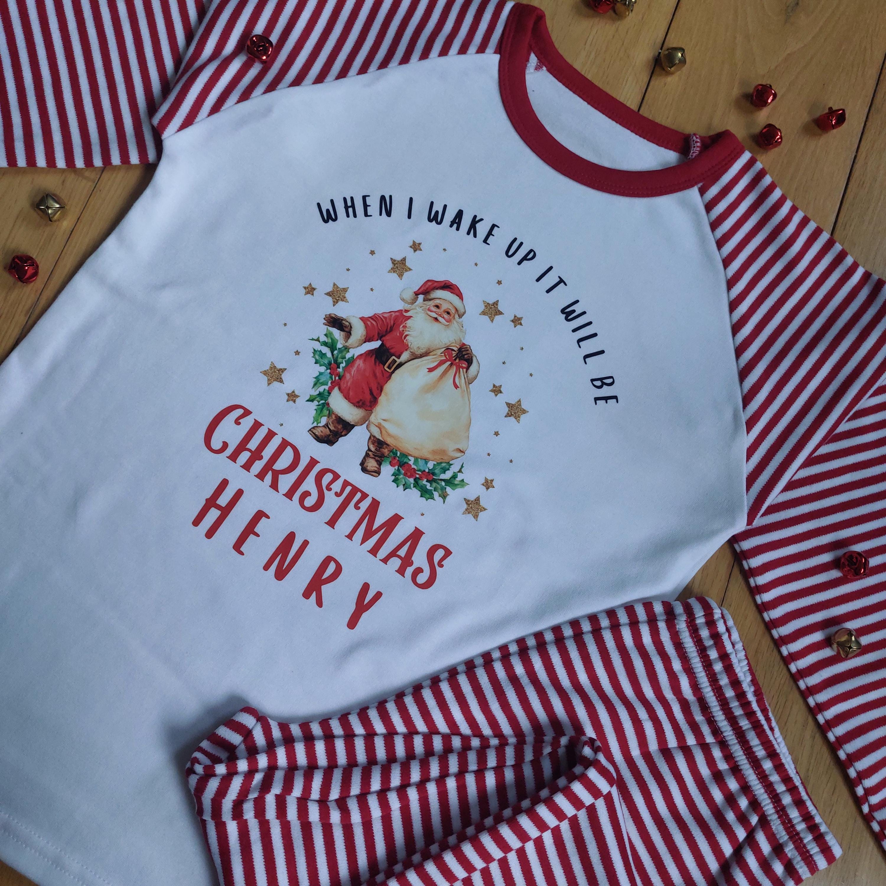 Personalised Kids Christmas Eve Pyjamas, When I Wake Up Pyjamas