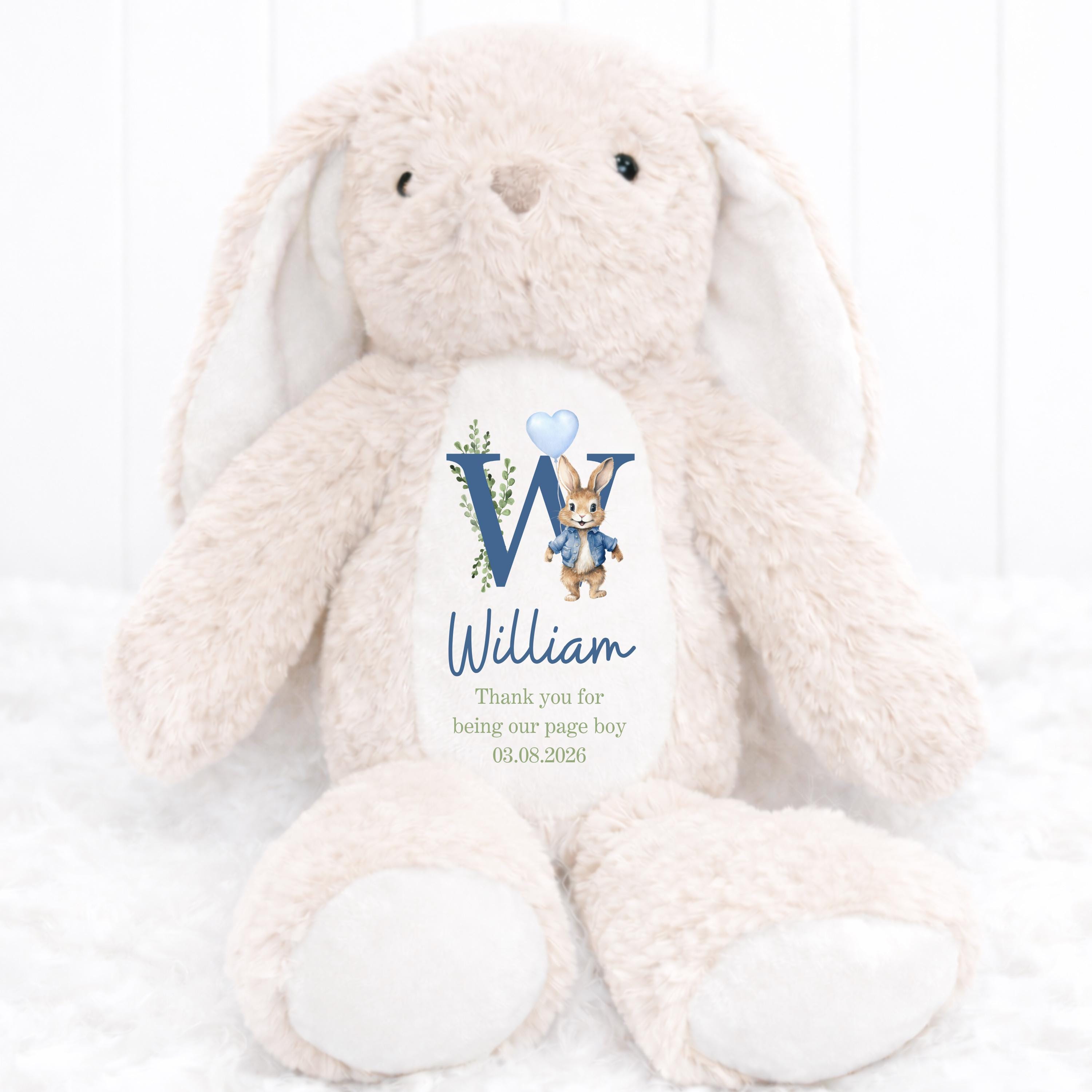 Personalised Page Boy Bunny, Page Boy Keepsake Gift, Thank You Page Boy Gift
