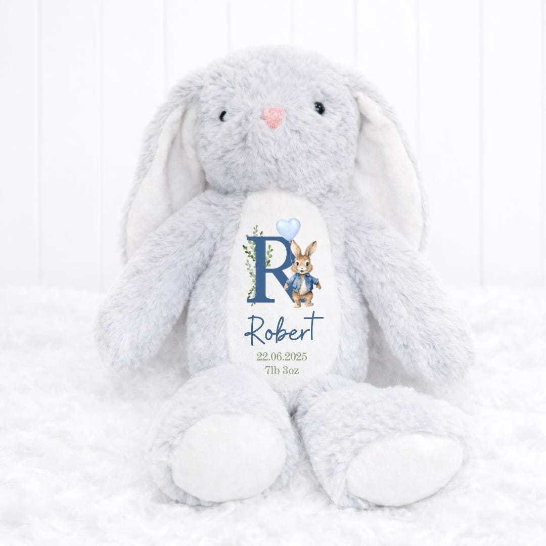 Personalised Baby Bunny Keepsake Teddy, Personalised Baby Gift, New Baby Gift, Baby Keepsake Gift, Baby Boy, Baby Girl