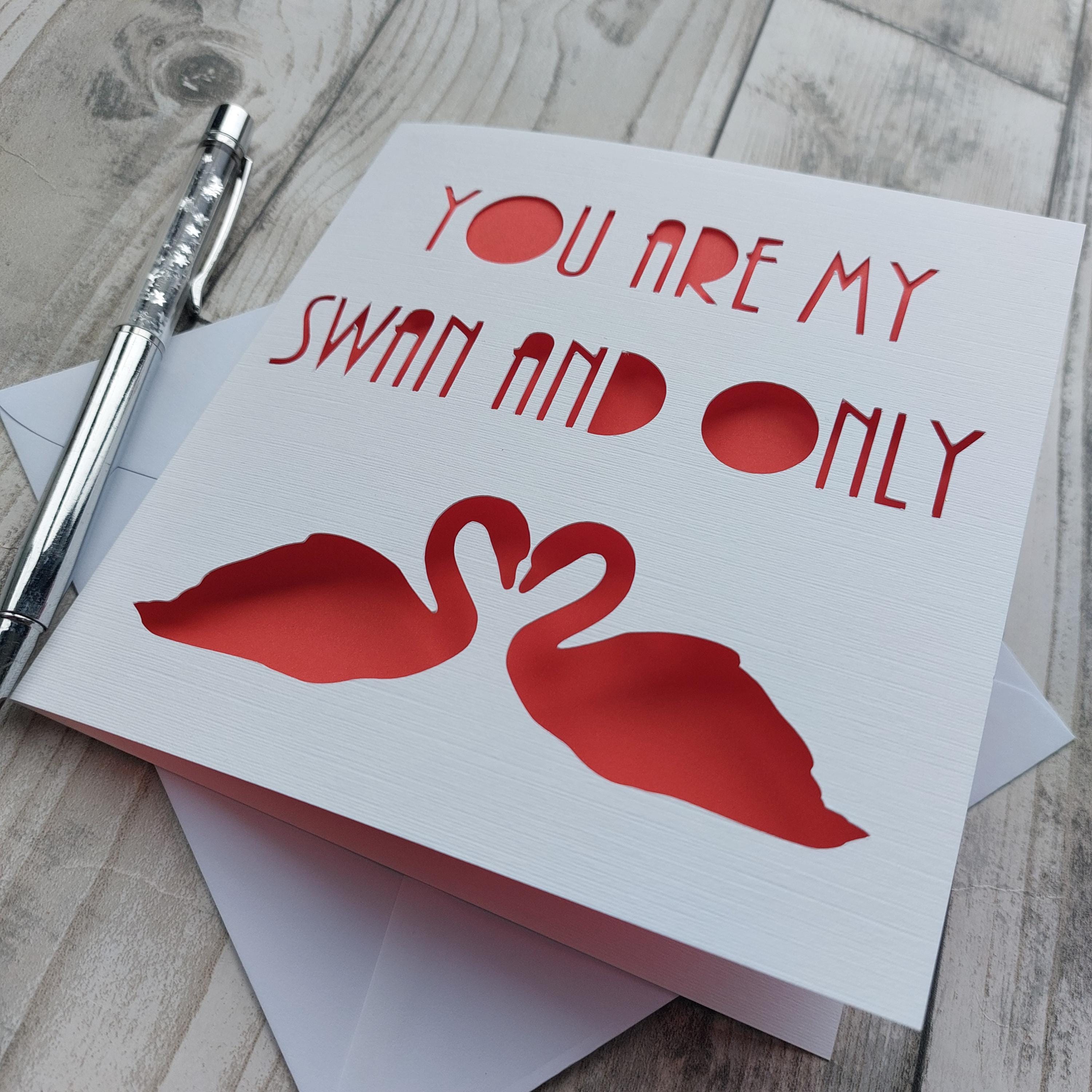 Swan Anniversary Card: Papercut Love Card for Him or Her