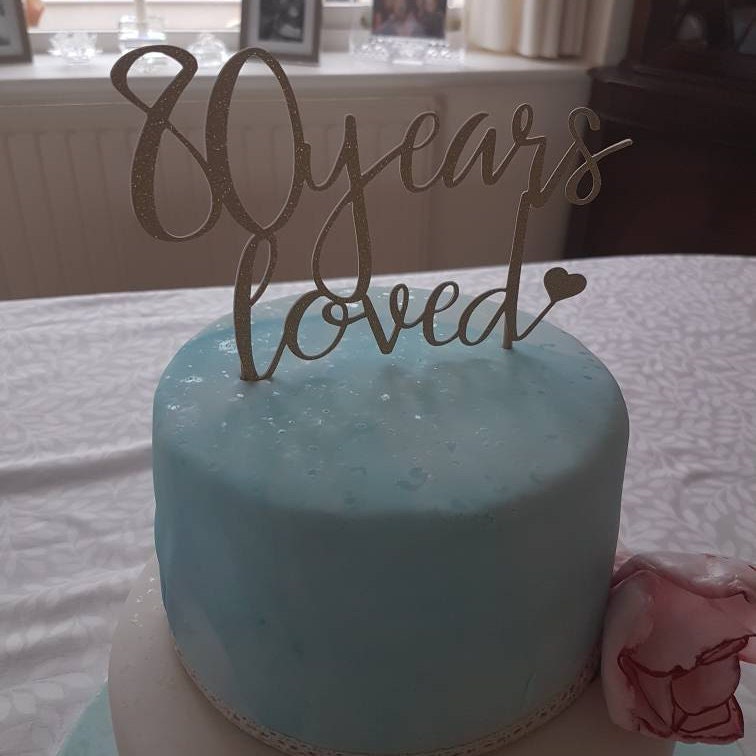 80 Years Loved Glitter Cake Topper: Birthday Celebration