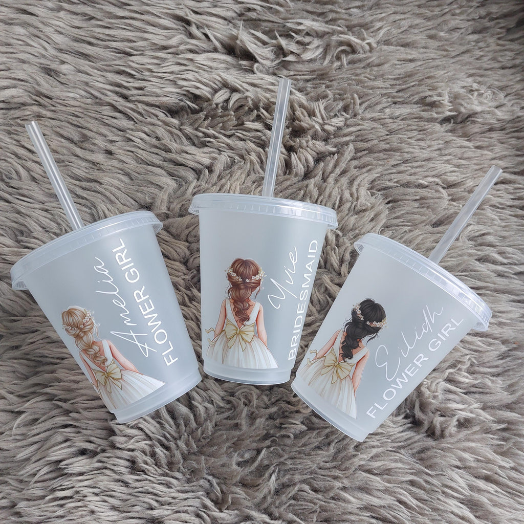Personalised Flower Girl Cold Cup, Flower Girl Wedding Favour, Flower Girl Gift, Wedding Party Gifts, Flower Girl Cup, Bridal Party Gift