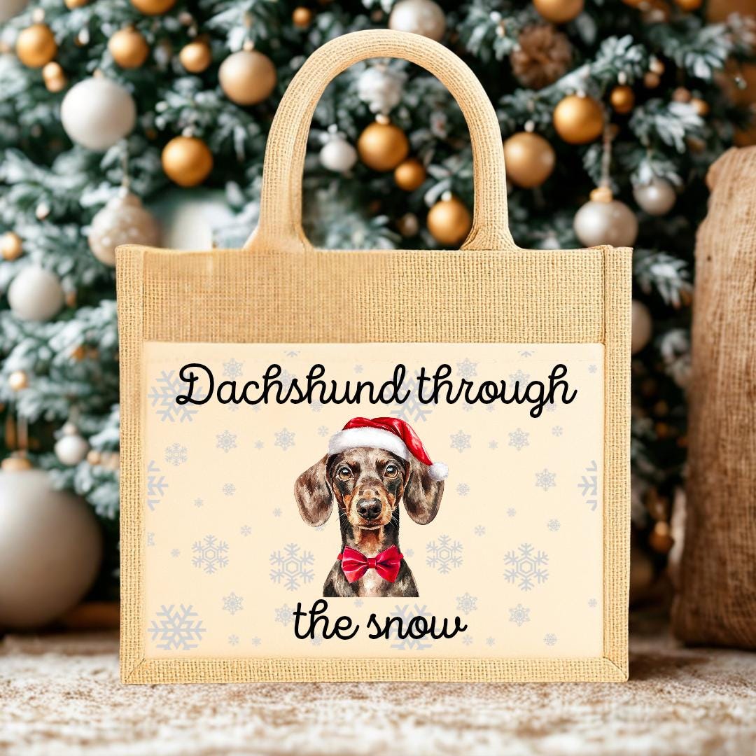 Christmas Dachshund Bag, Dachshund Through The Snow Print
