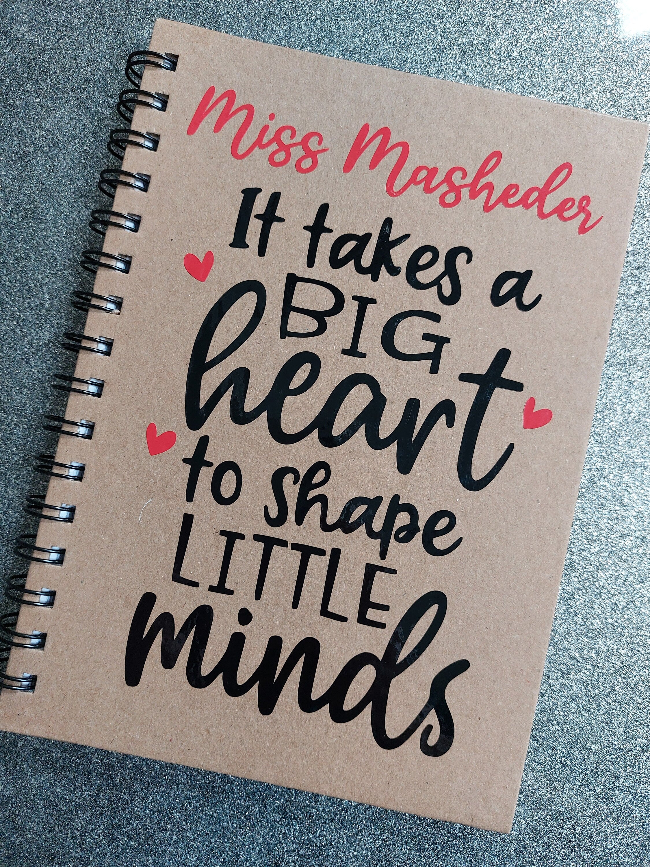 Personalised Teacher Notebook: Kraft A5, Thank You Teacher Gift