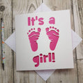 It's A Girl Card, New Baby Girl Papercut Card