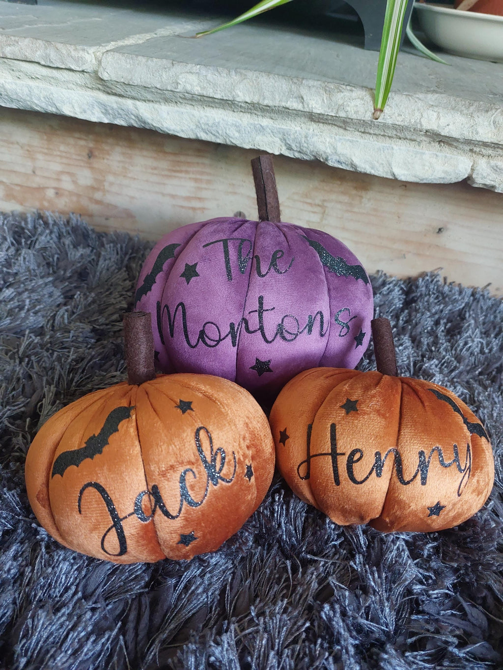 Personalised Plush Halloween Pumpkin: Glitter Name Autumn Decor