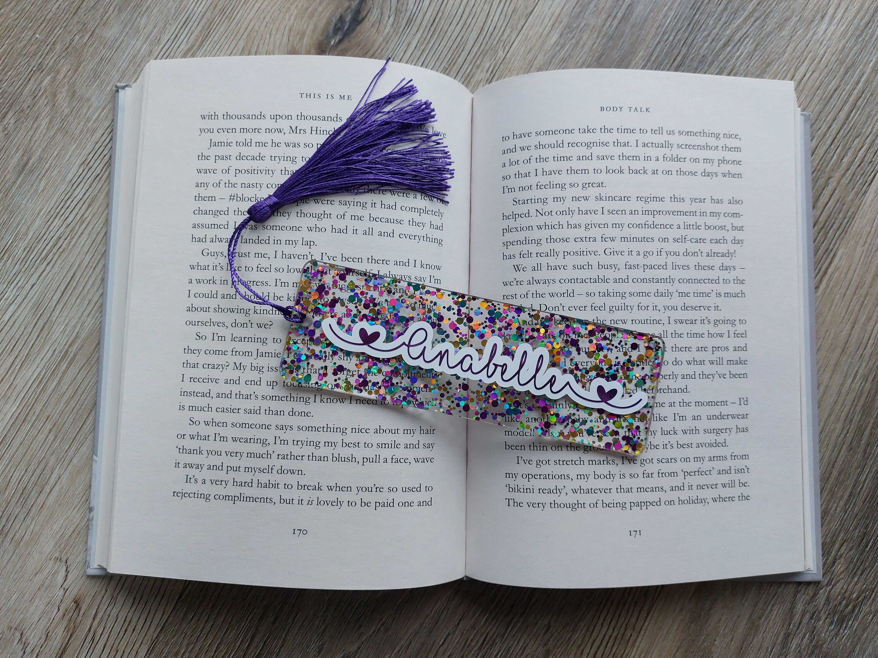 Personalised Glitter Acrylic Bookmark with Tassel