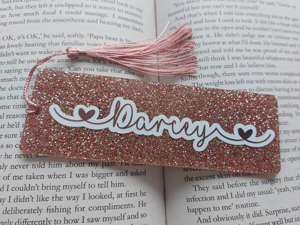 Personalised Glitter Acrylic Bookmark with Tassel