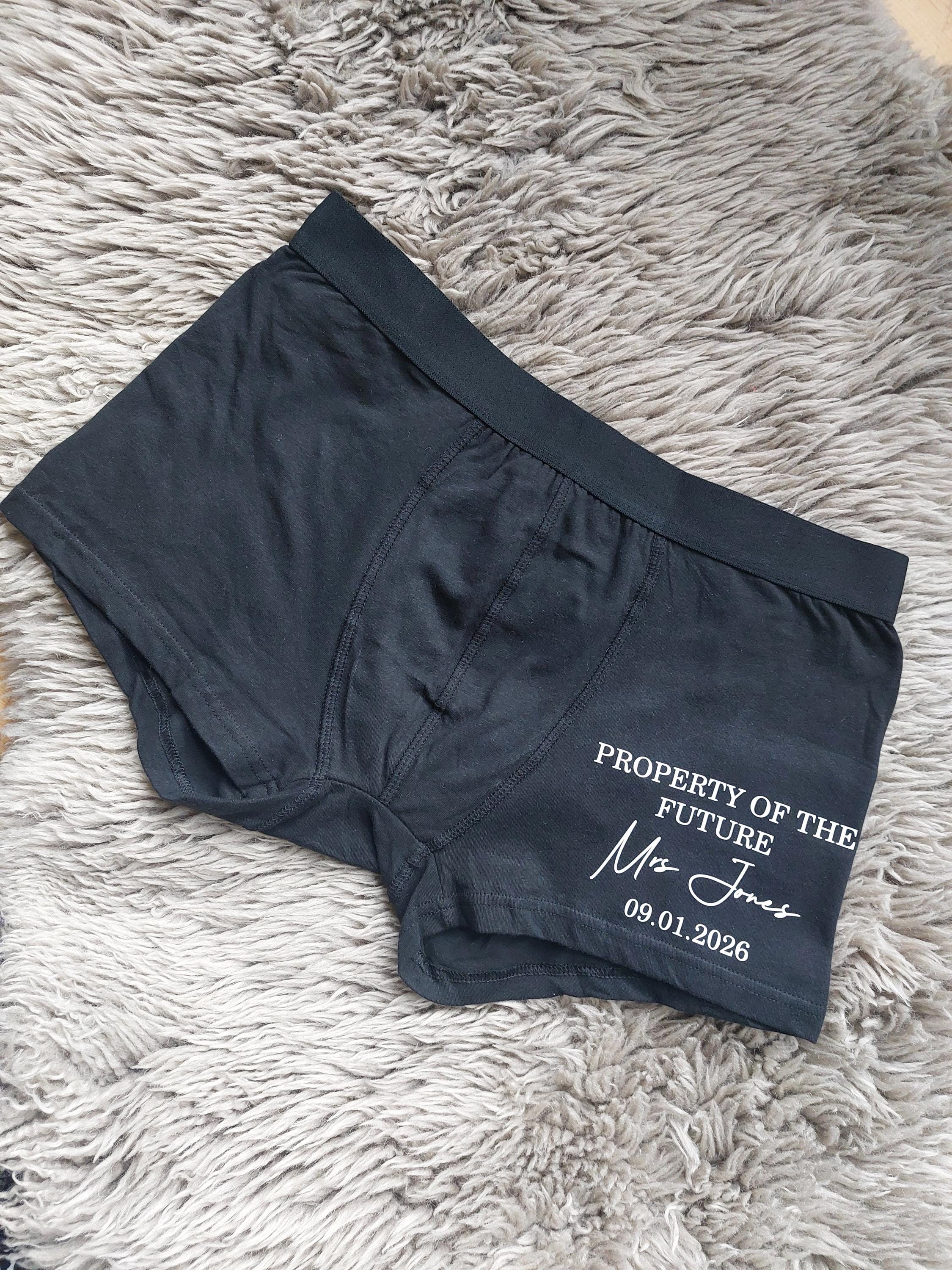 Personalised Groom Boxers, Groom Gift, Property Of The Future Mrs Underwear