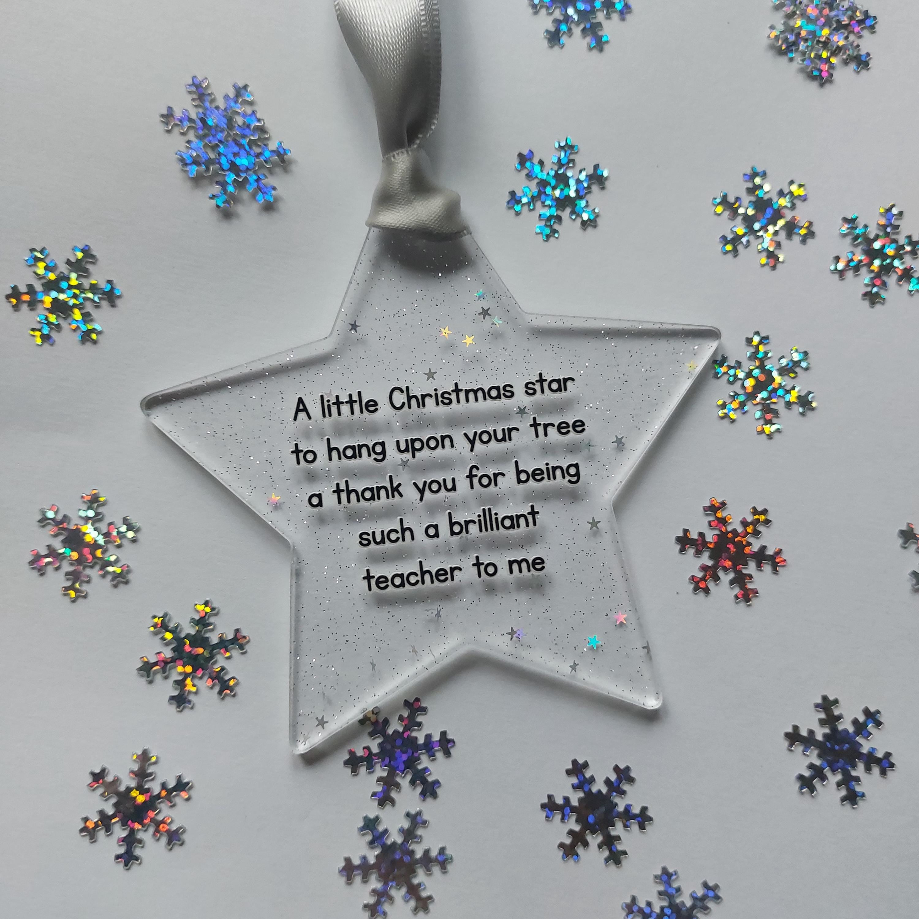 Personalised Teacher Christmas Star Bauble, Thank You Gift