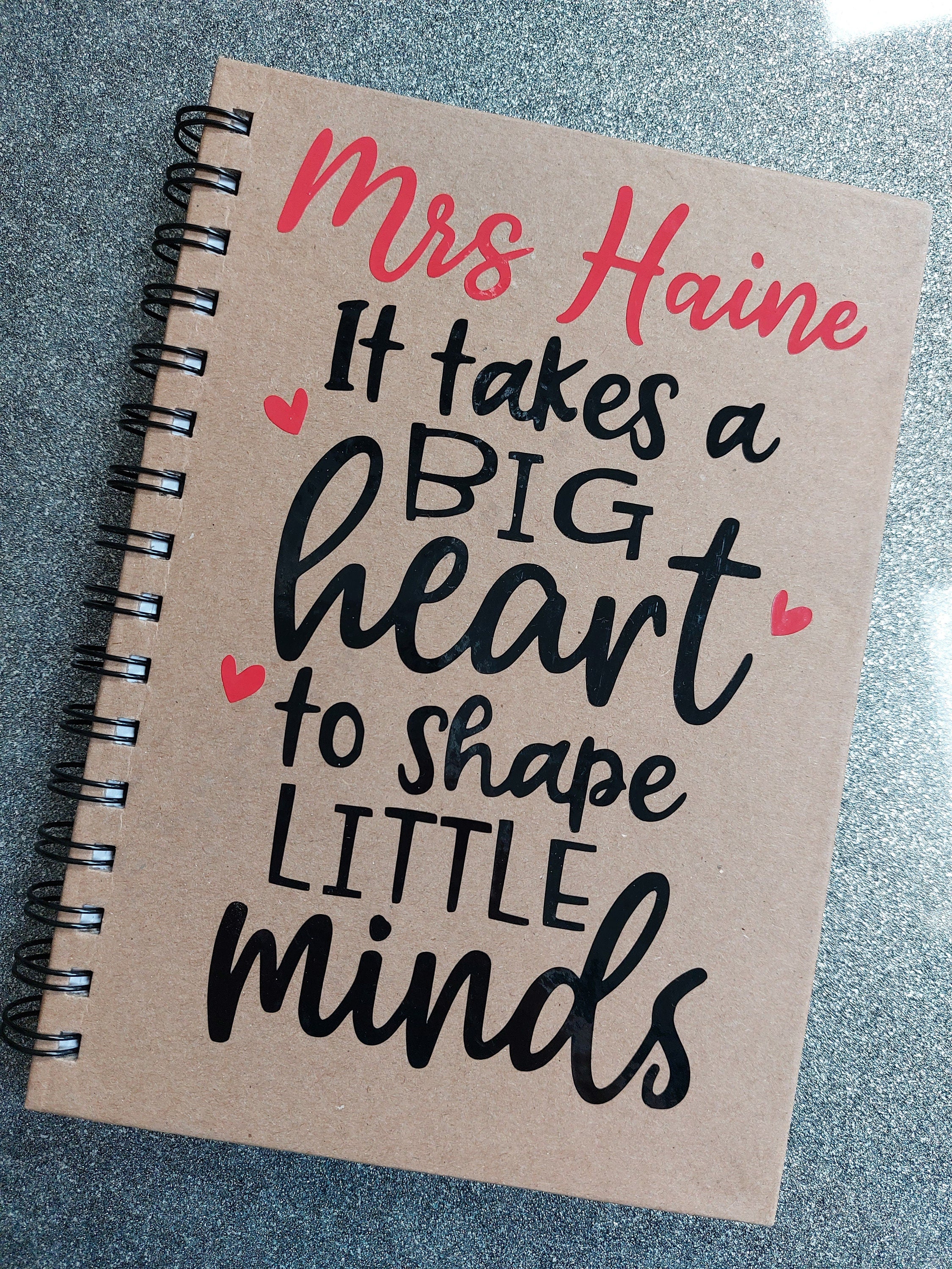 Personalised Teacher Notebook: Kraft A5, Thank You Teacher Gift