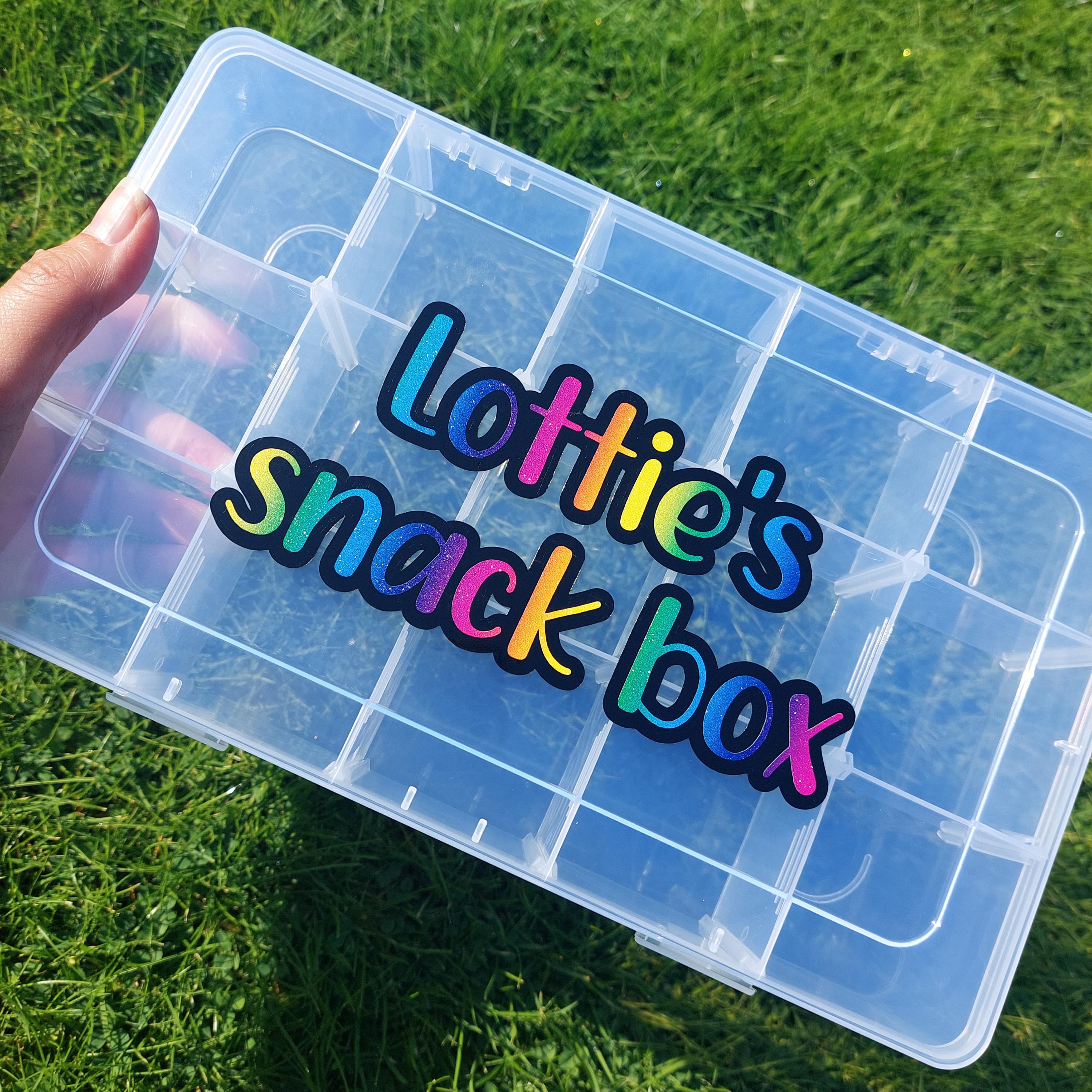 Personalised Travel Snack Box: Rainbow Writing, Removable Compartments