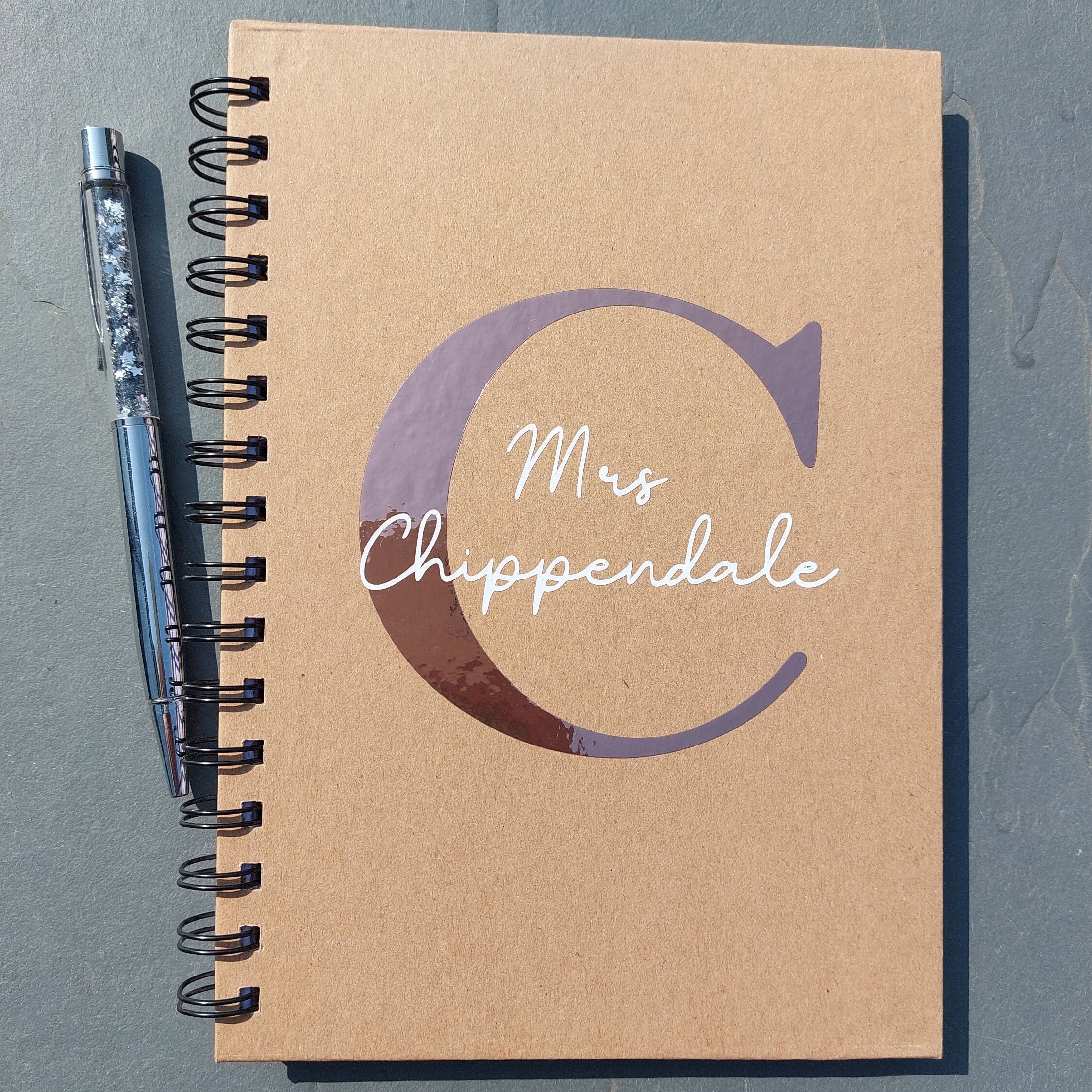 Personalised Teacher Notebook: A5 Kraft, Initial Detail