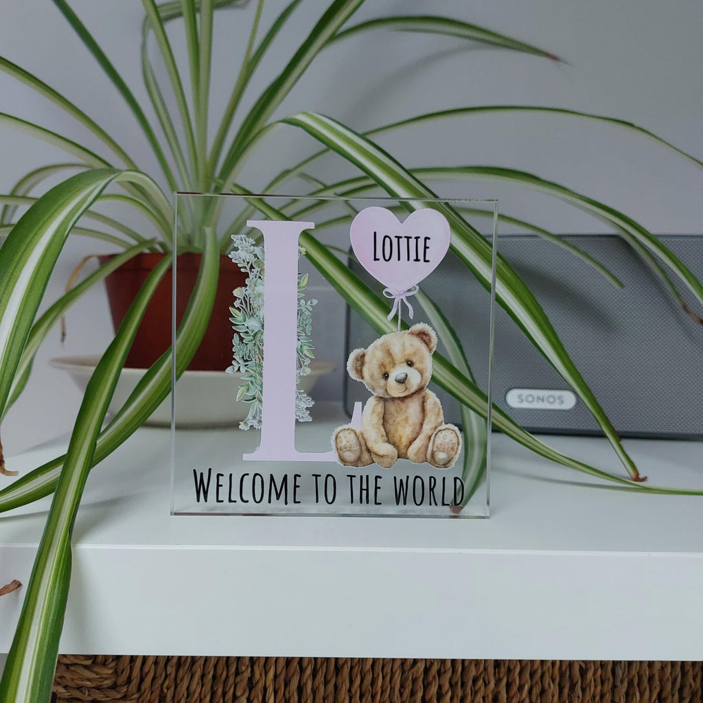Personalised Baby Bear Alphabet Block: New Baby Nursery Decor
