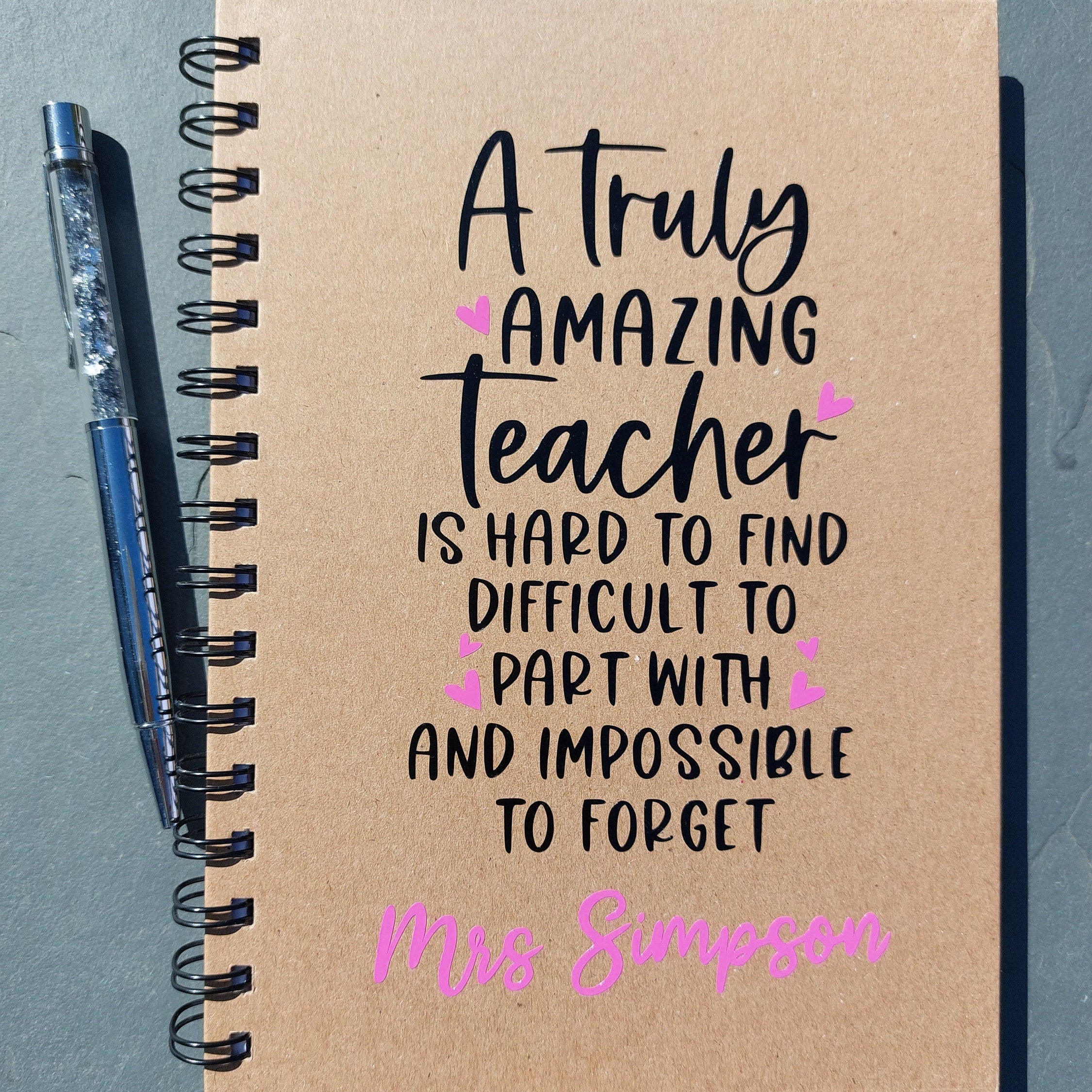 Personalised Teacher Appreciation Notebook: Teacher Thank You Gift, Kraft A5
