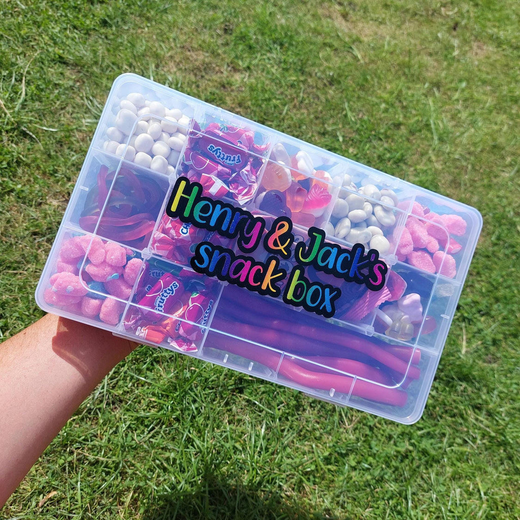Personalised Travel Snack Box: Rainbow Writing, Removable Compartments