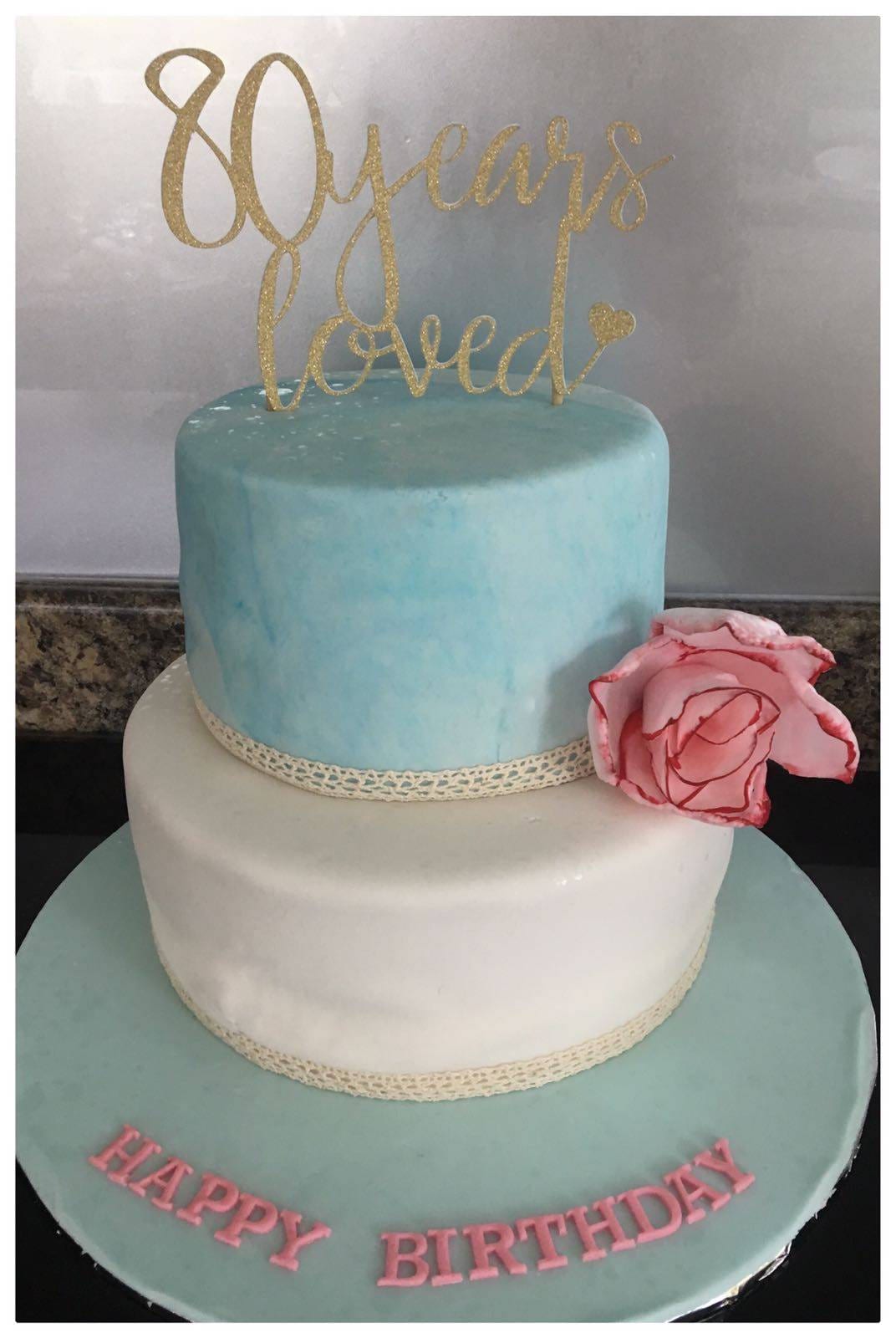 80 Years Loved Glitter Cake Topper: Birthday Celebration