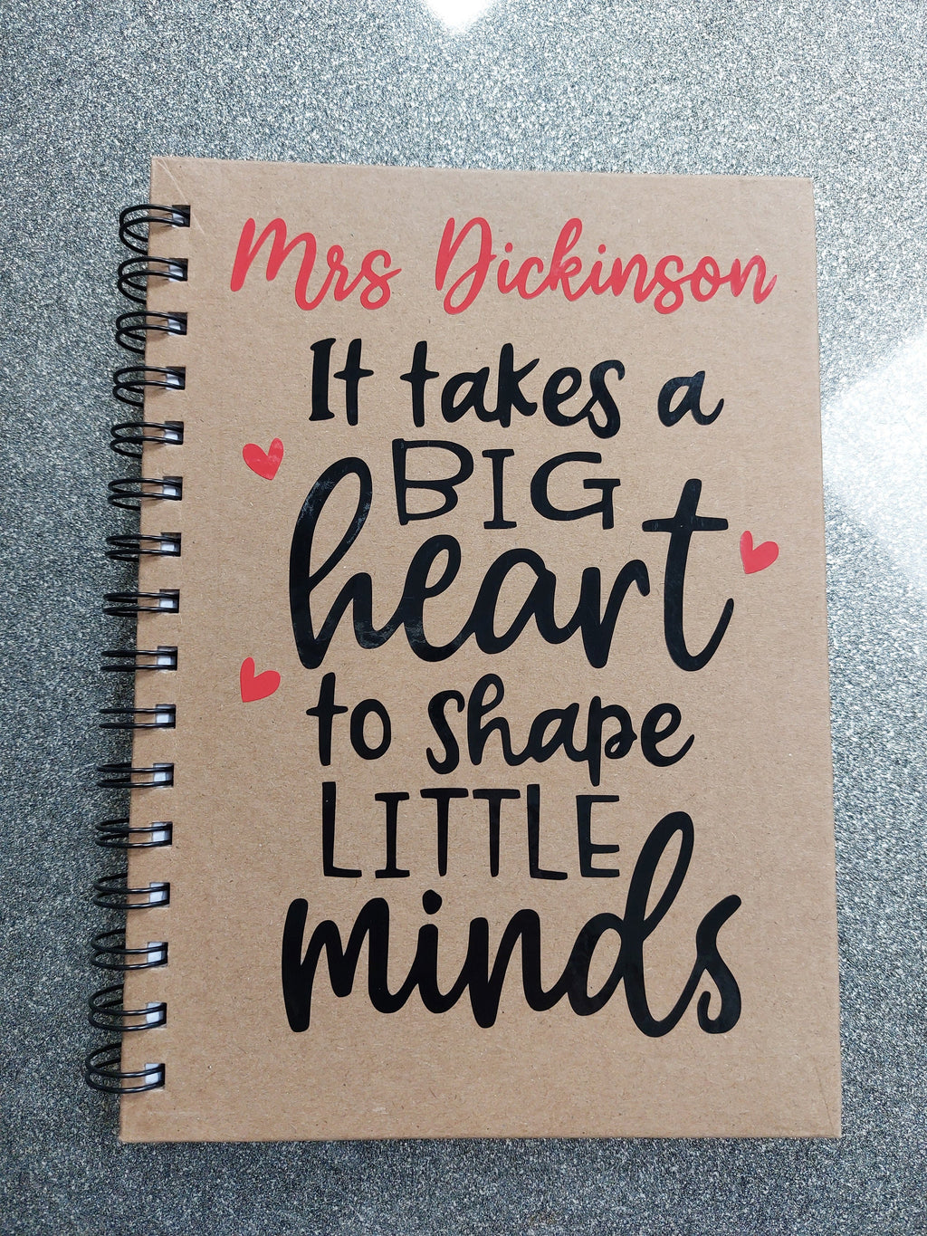 Personalised Teacher Notebook: Kraft A5, Thank You Teacher Gift