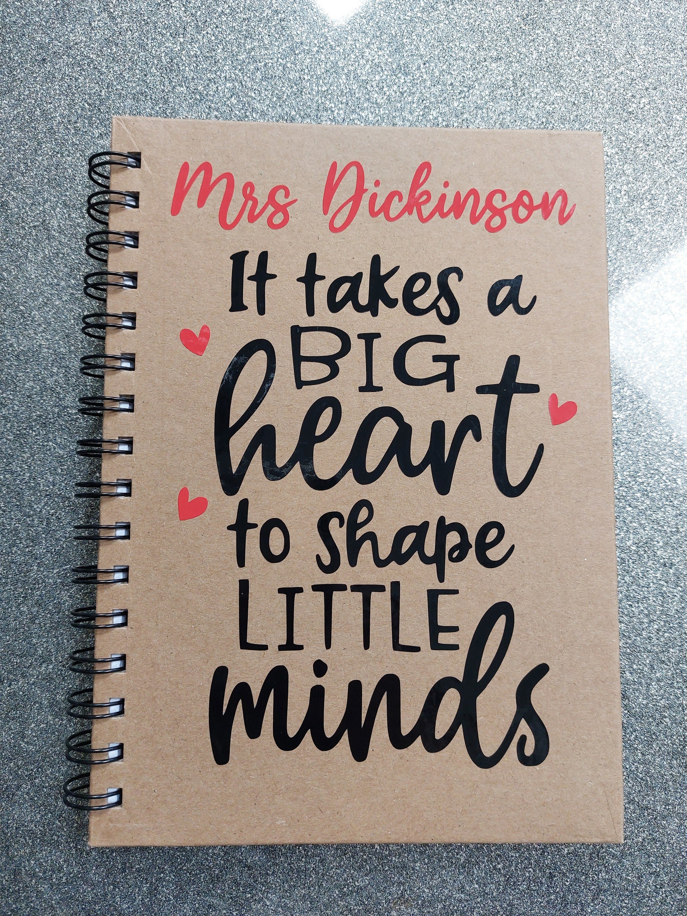 Personalised Teacher Notebook: Kraft A5, Thank You Teacher Gift