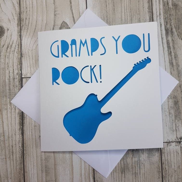 Dad You Rock Card: Papercut Guitar, Father's Day Card