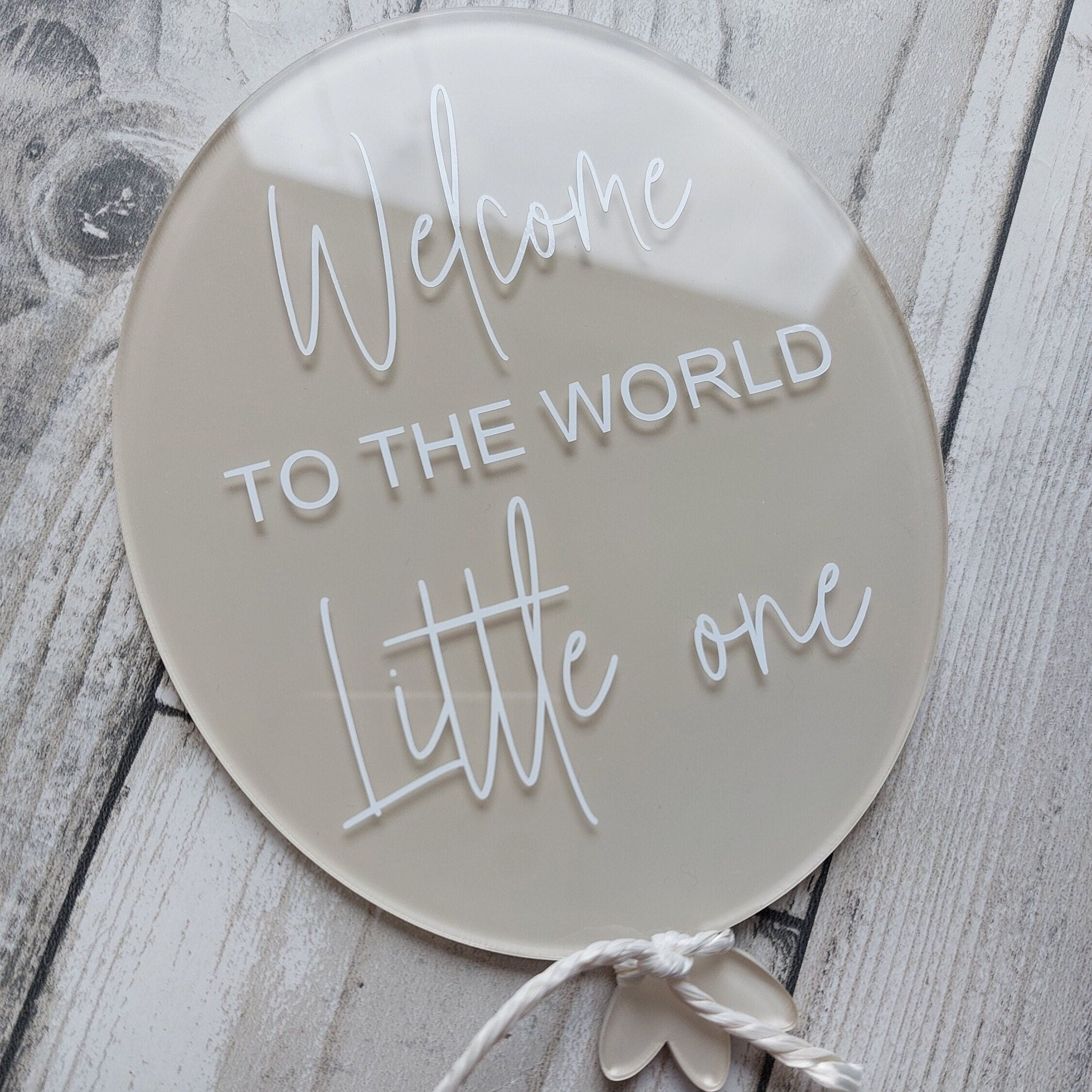 Painted Acrylic Birth Announcement Balloon: Baby Photo Prop