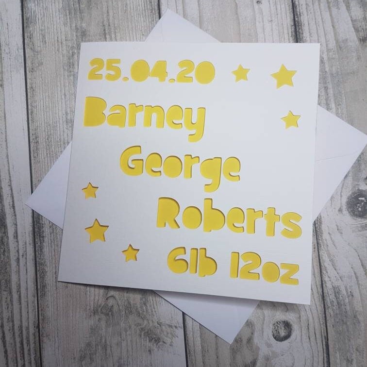 Personalised New Baby Card: Handmade Congratulations Card