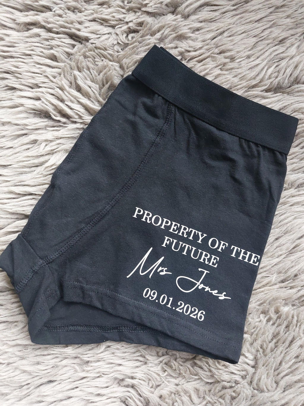 Personalised Groom Boxers, Groom Gift, Property Of The Future Mrs Underwear