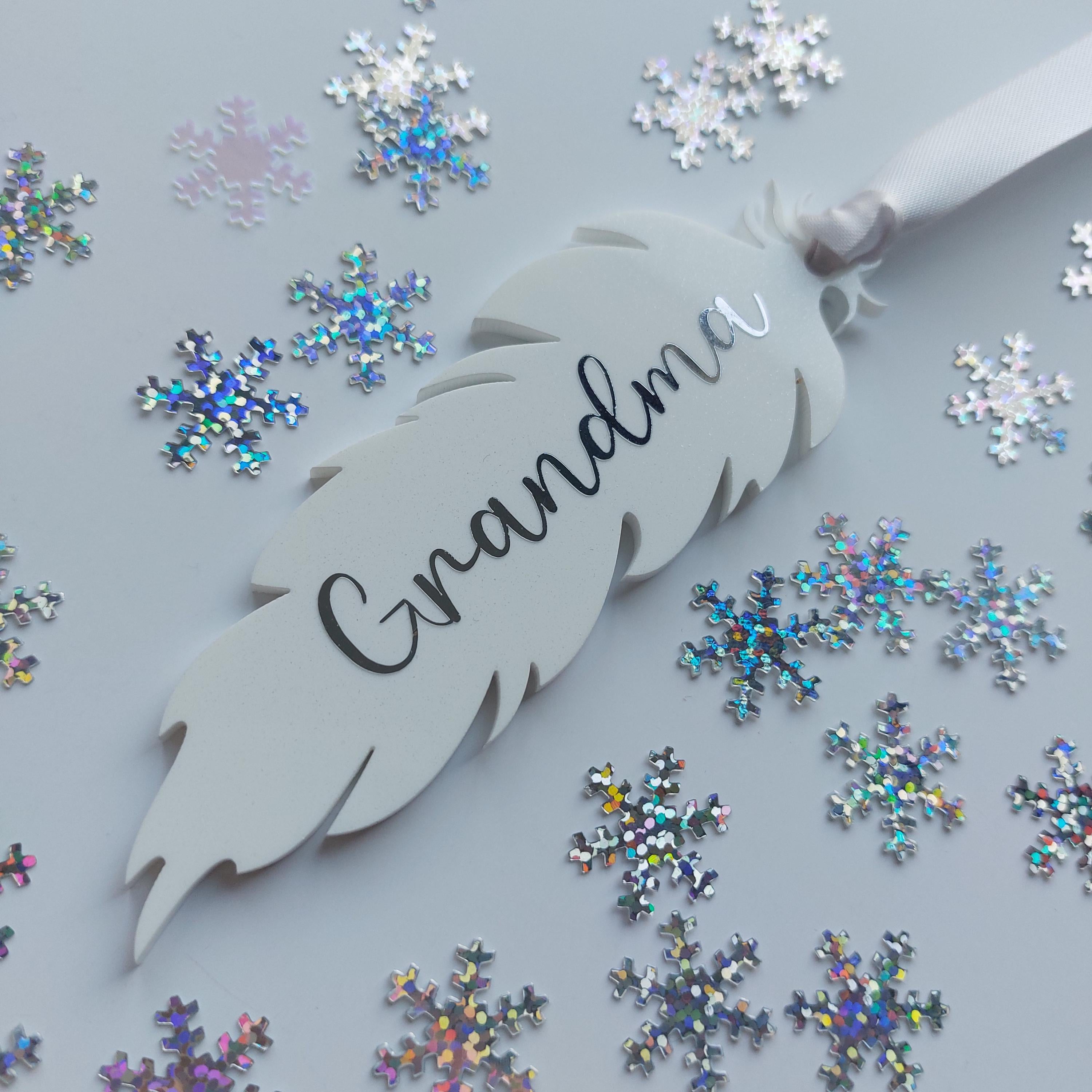 Personalized Memorial Feather Ornament: Bereavement Gift, In Memory Bauble