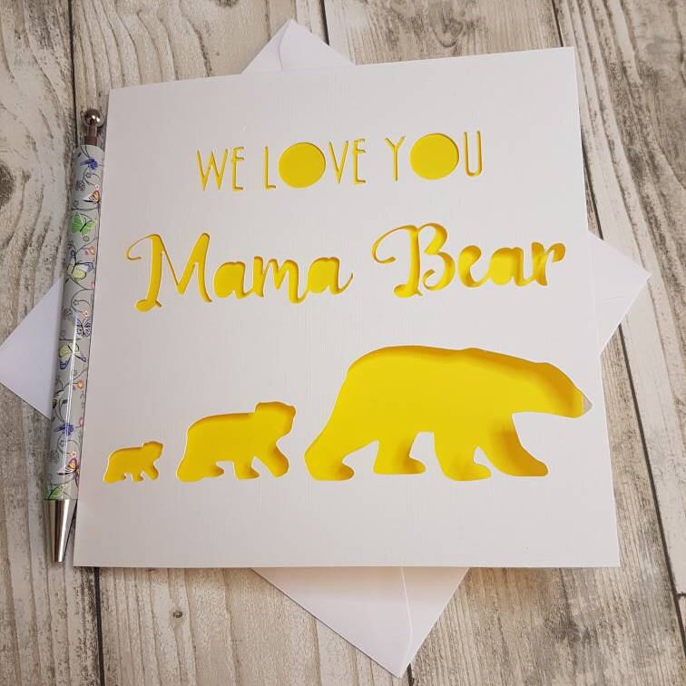 Mama Bear Papercut Card, Mother's Day Gift