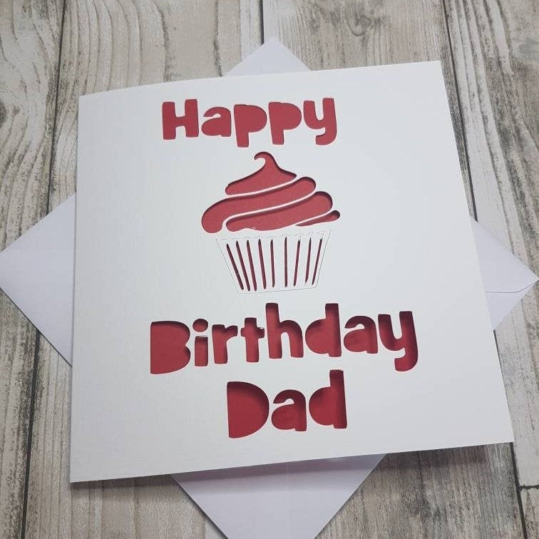 Happy Birthday Dad Papercut Card: Cupcake Design