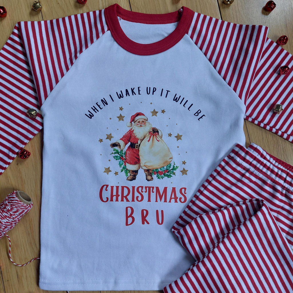 Personalised Kids Christmas Eve Pyjamas, When I Wake Up Pyjamas