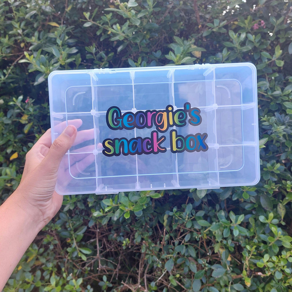 Personalised Travel Snack Box: Rainbow Writing, Removable Compartments