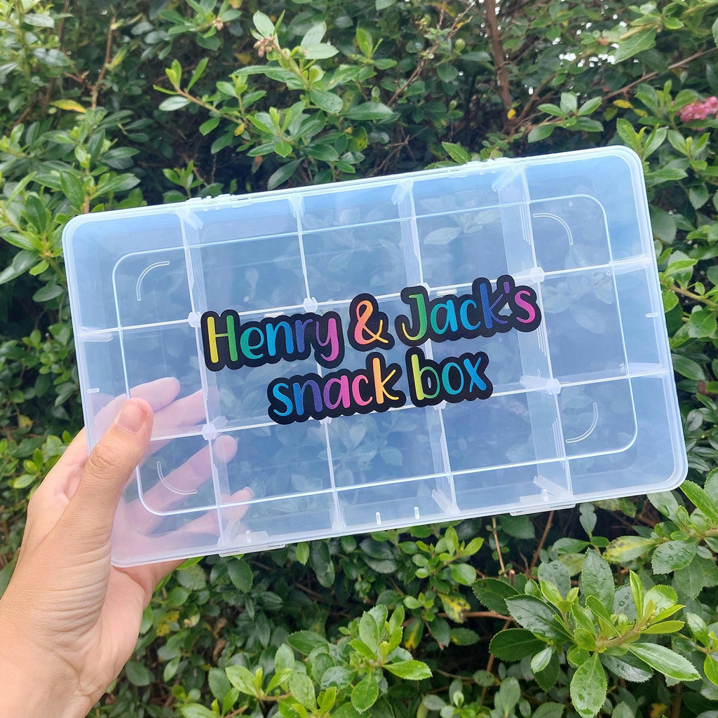 Personalised Travel Snack Box: Rainbow Writing, Removable Compartments