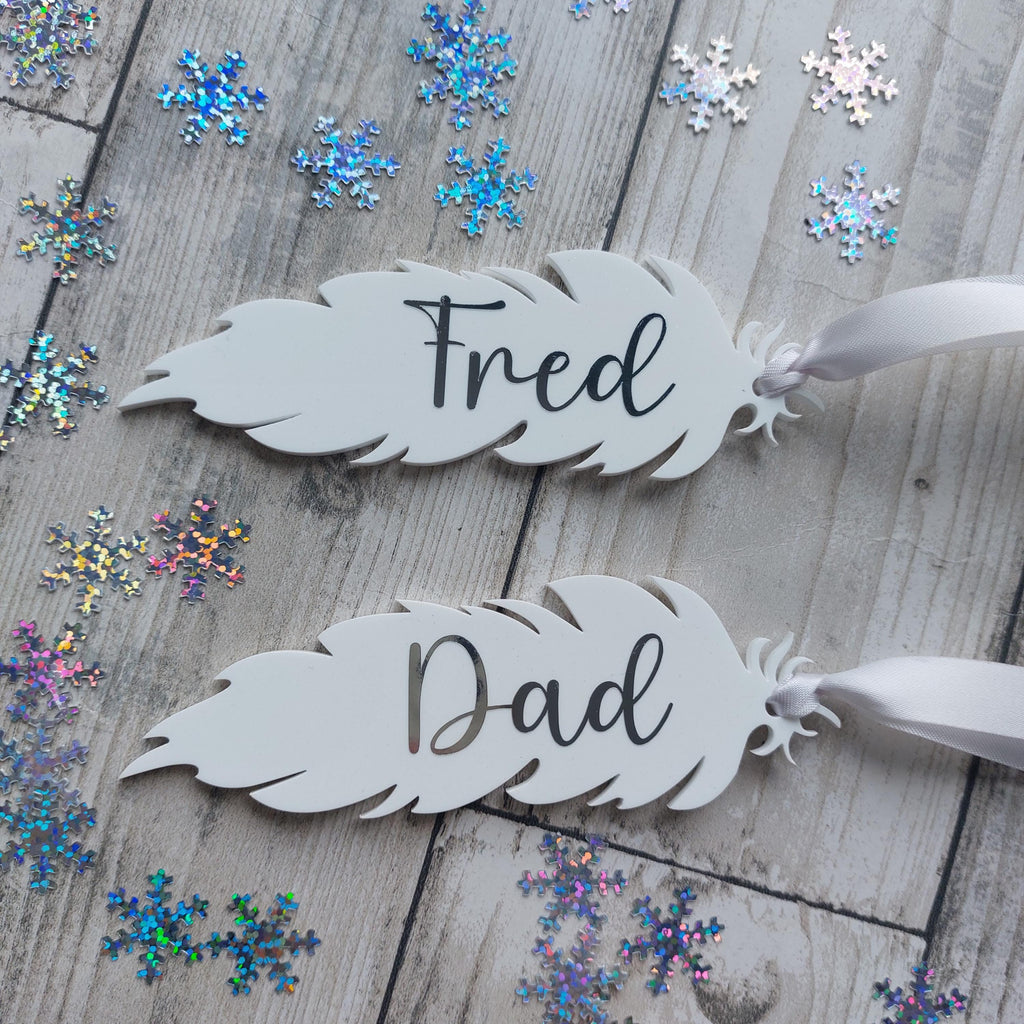 Personalized Memorial Feather Ornament: Bereavement Gift, In Memory Bauble
