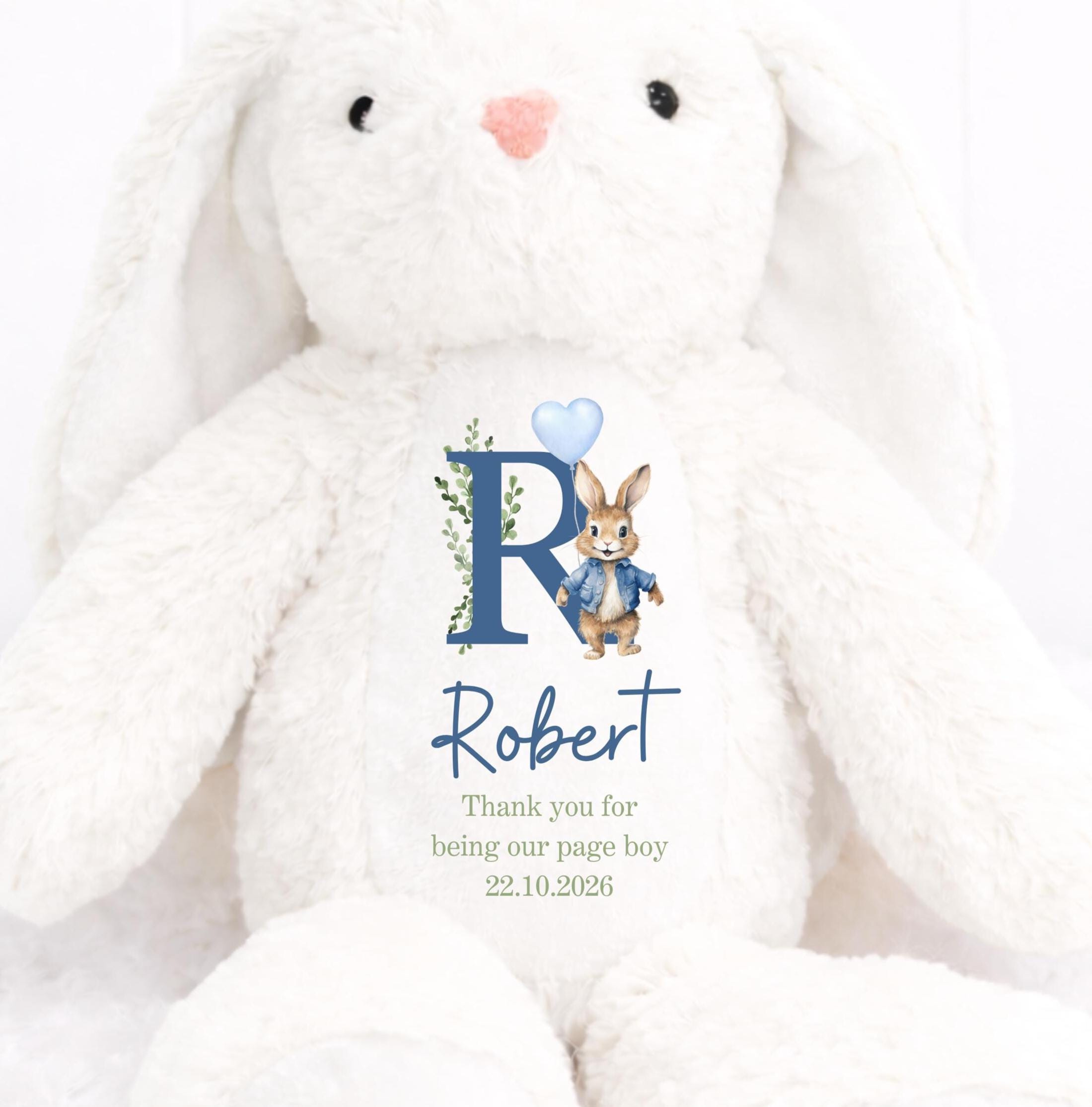 Personalised Page Boy Bunny, Page Boy Keepsake Gift, Thank You Page Boy Gift
