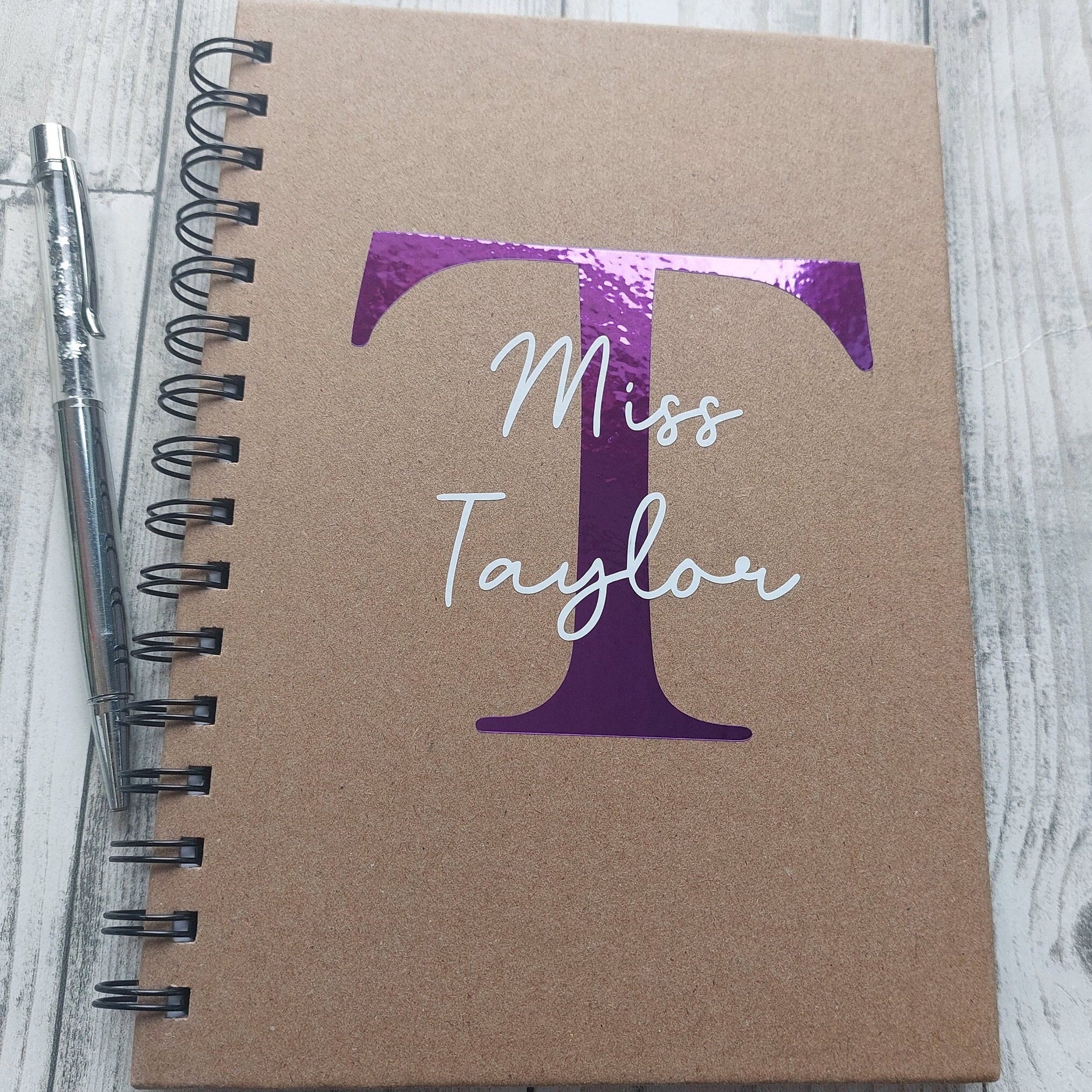 Personalised Teacher Notebook: A5 Kraft, Initial Detail