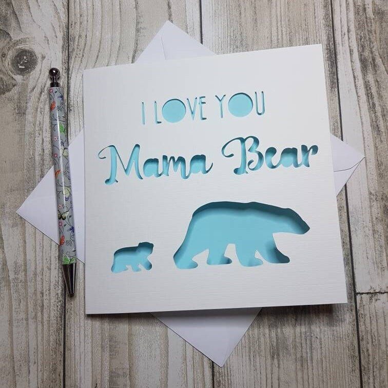 Mama Bear Papercut Card, Mother's Day Gift