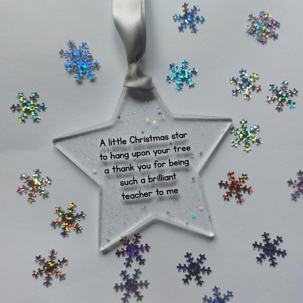Personalised Teacher Christmas Star Bauble, Thank You Gift