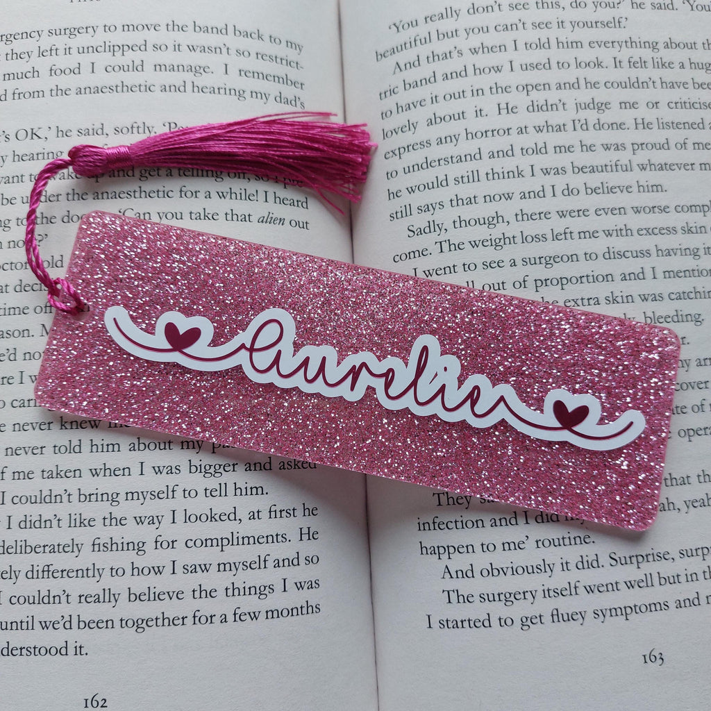 Personalised Glitter Acrylic Bookmark with Tassel
