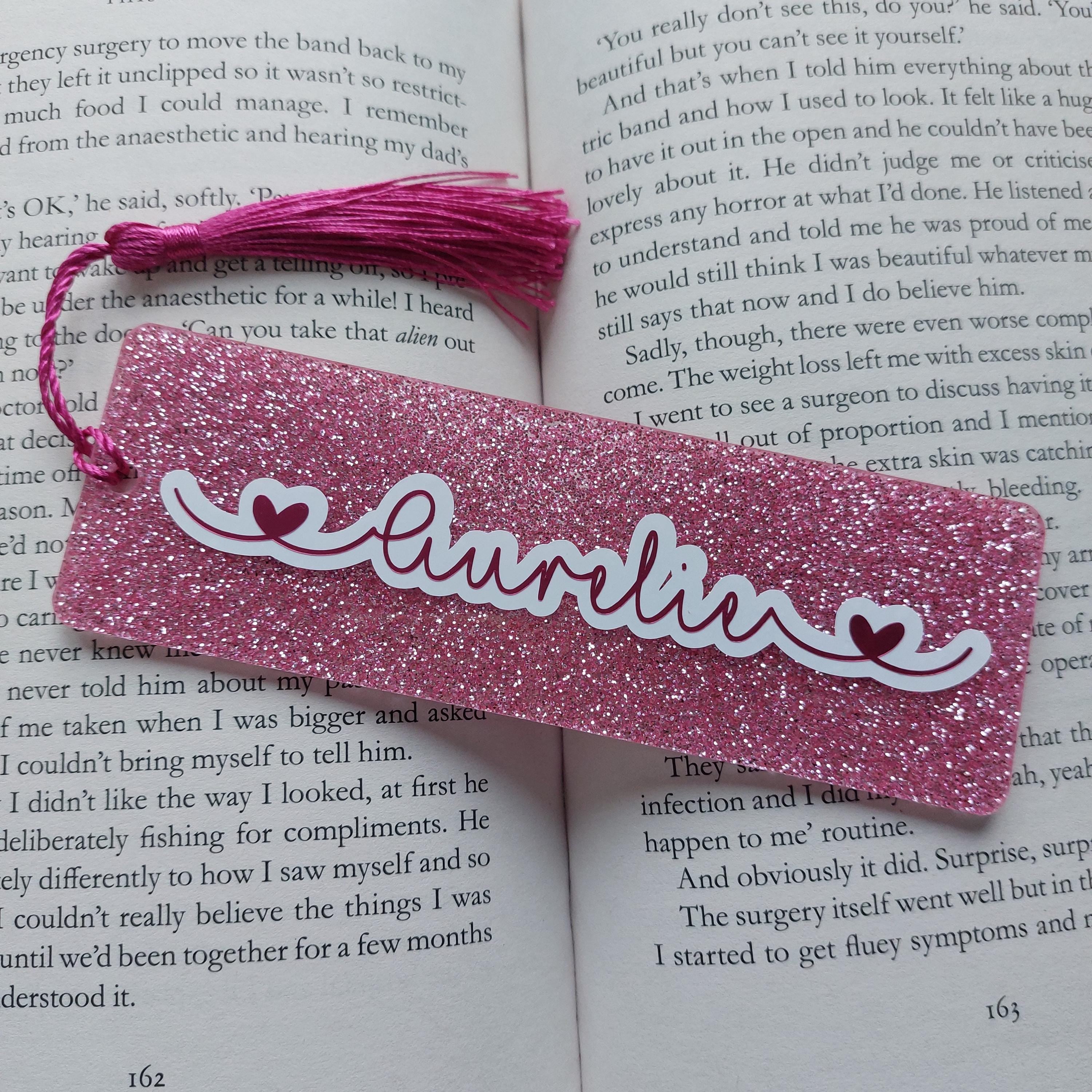 Personalised Glitter Acrylic Bookmark with Tassel
