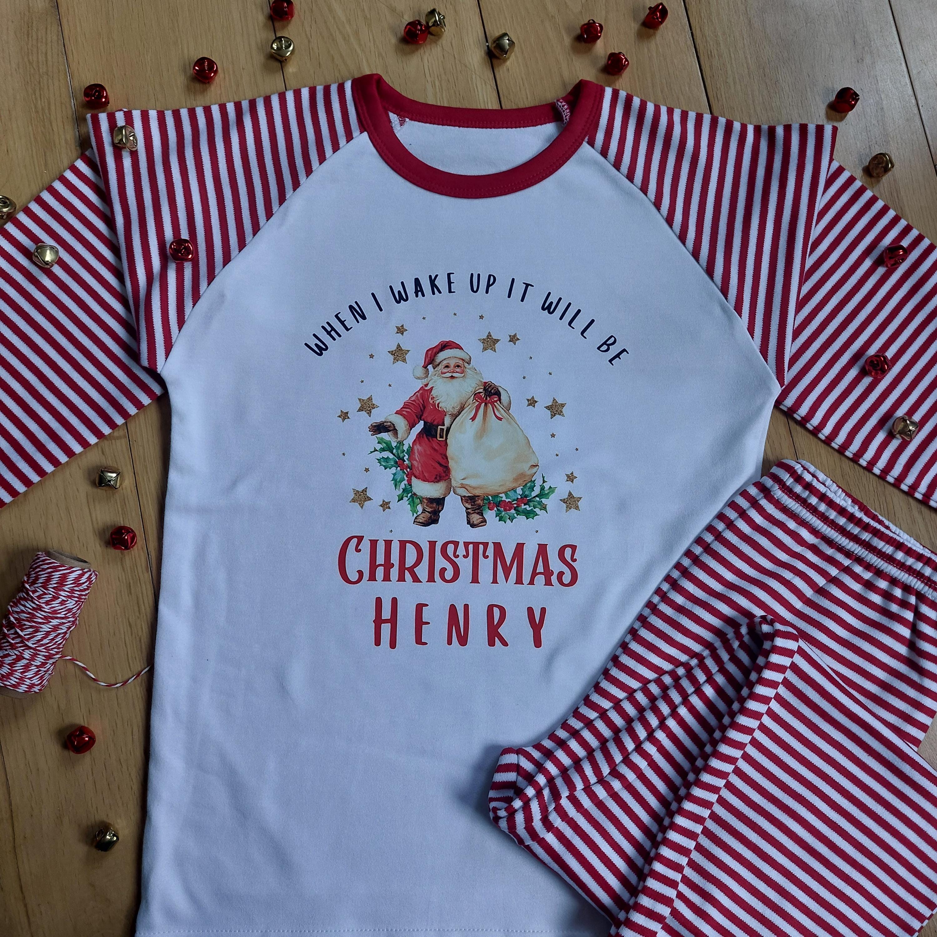 Personalised Kids Christmas Eve Pyjamas, When I Wake Up Pyjamas